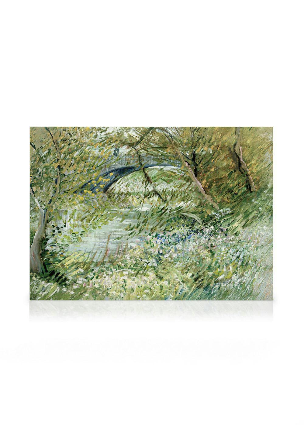 Van Gogh - Paysage de Berge au Printemps Toile (70x100 cm - Cadre noir) - Poster Store