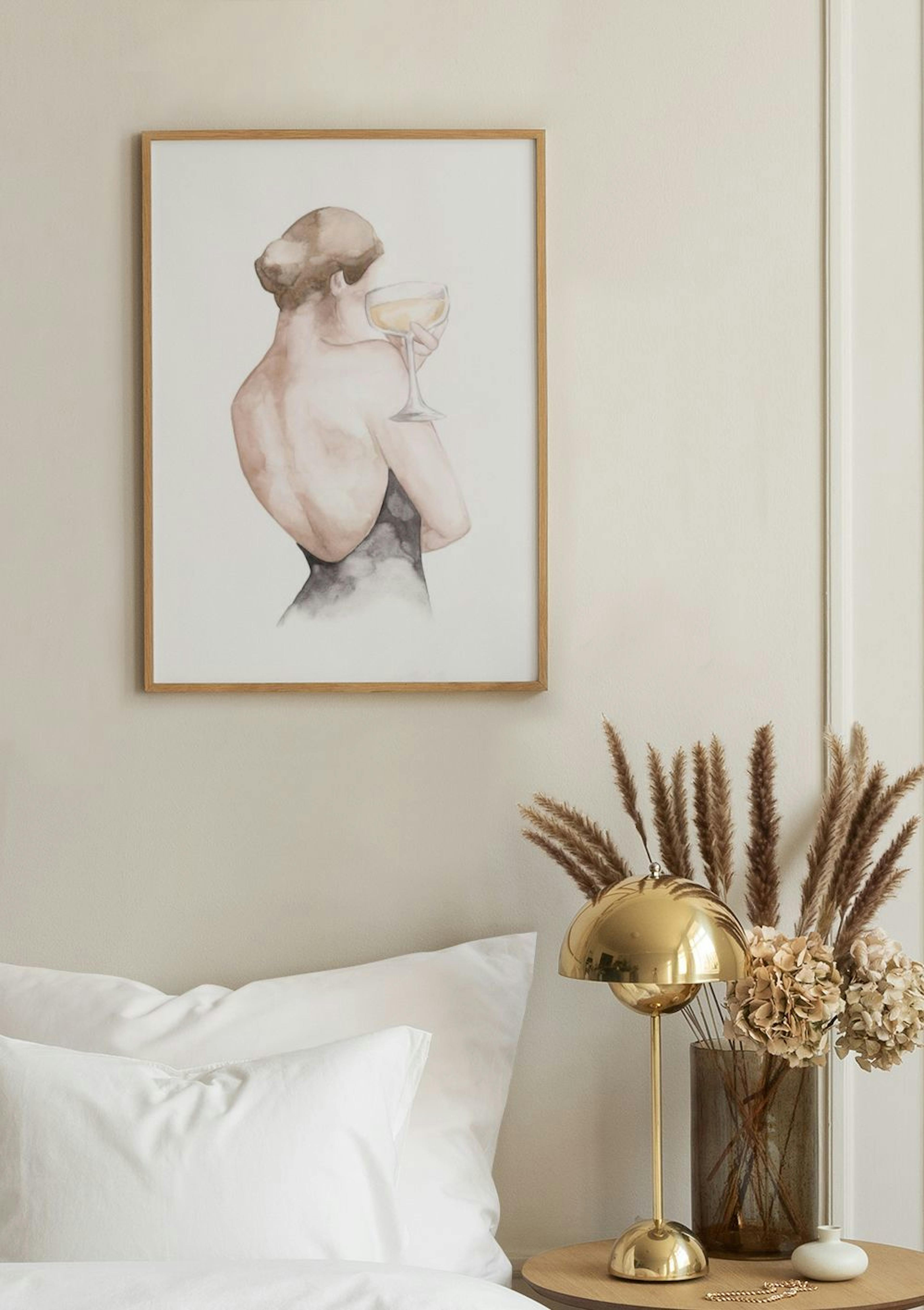 Femme Champagne Aquarelle Poster thumbnail