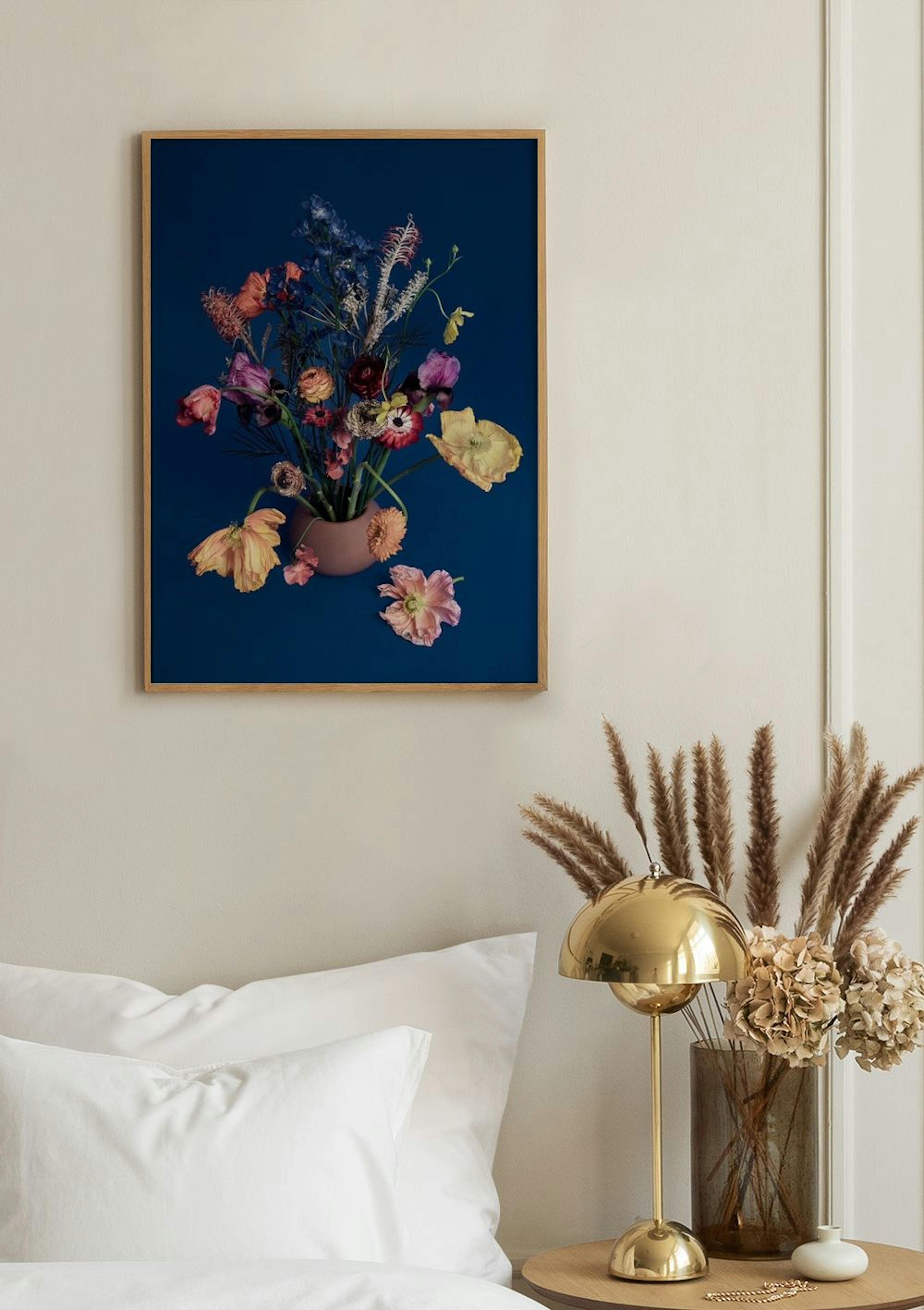 Blue Still Life with Flowers No1 Print thumbnail