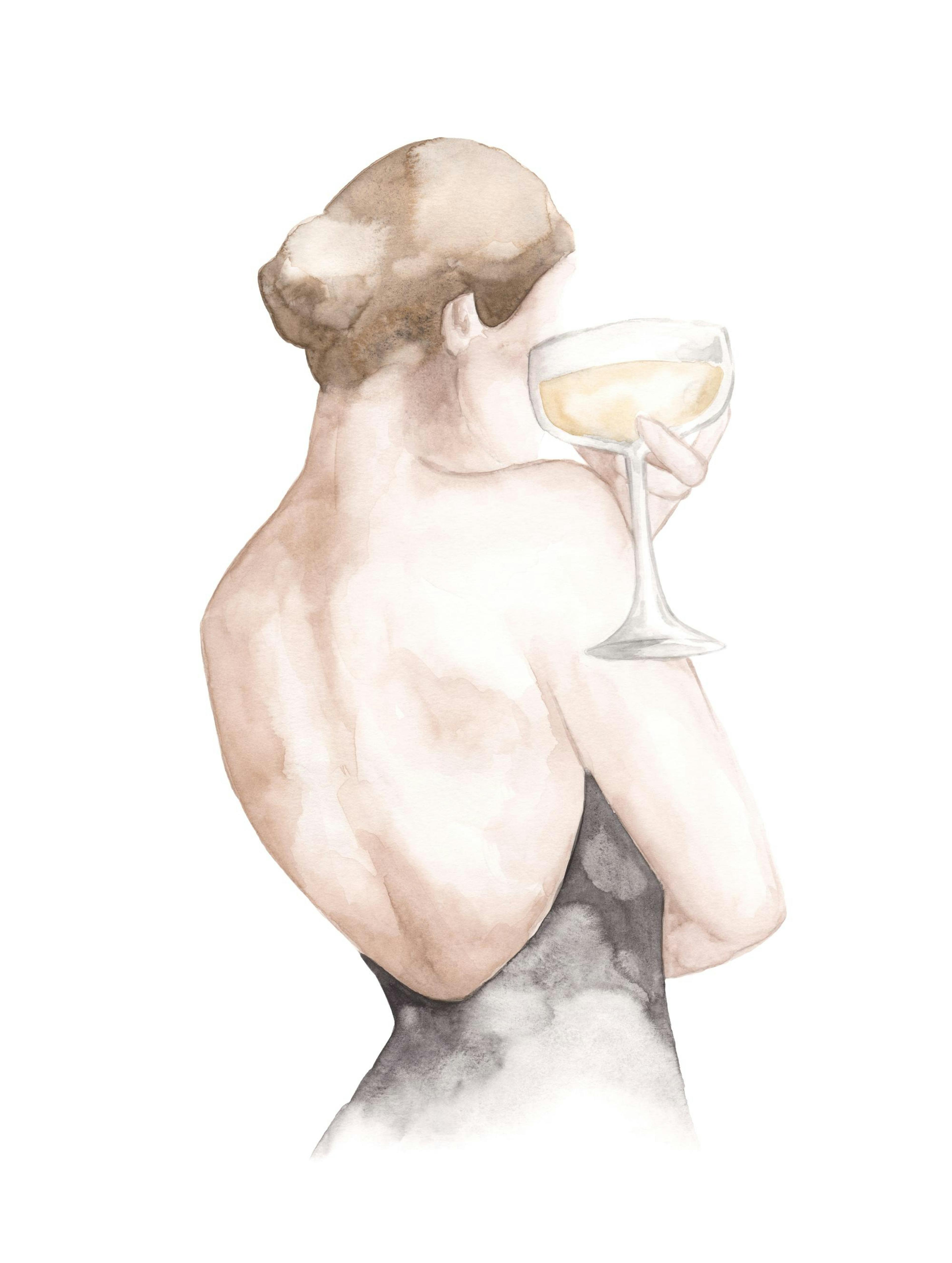 Femme Champagne Aquarelle Poster thumbnail