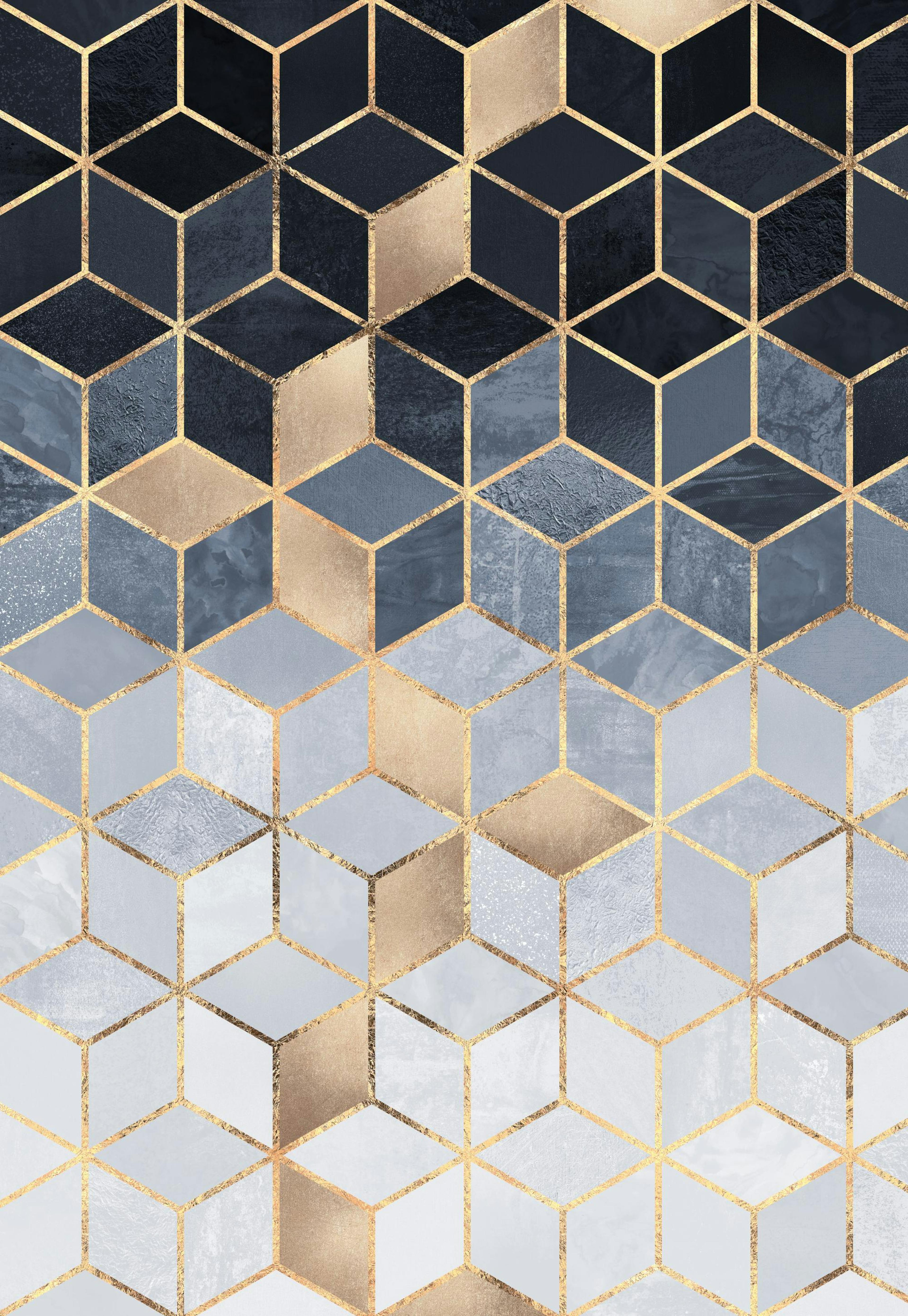 Soft Blue Gradient Cubes Poster 0