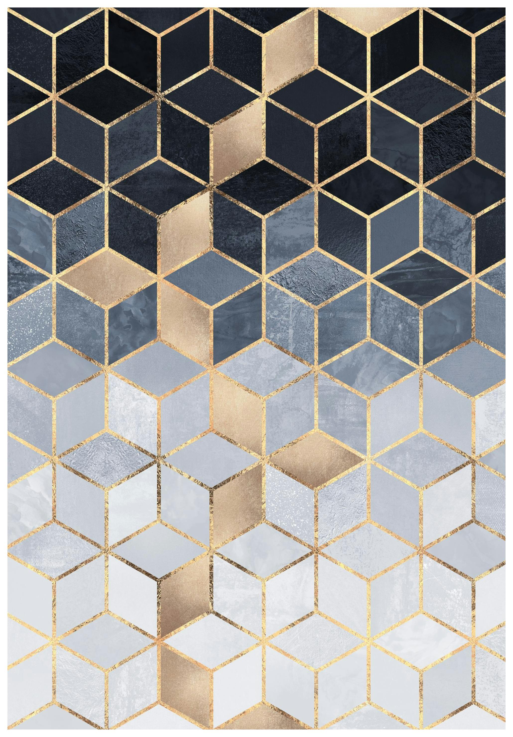 Soft Blue Gradient Cubes Affiche (21x30 cm) - Poster Store
