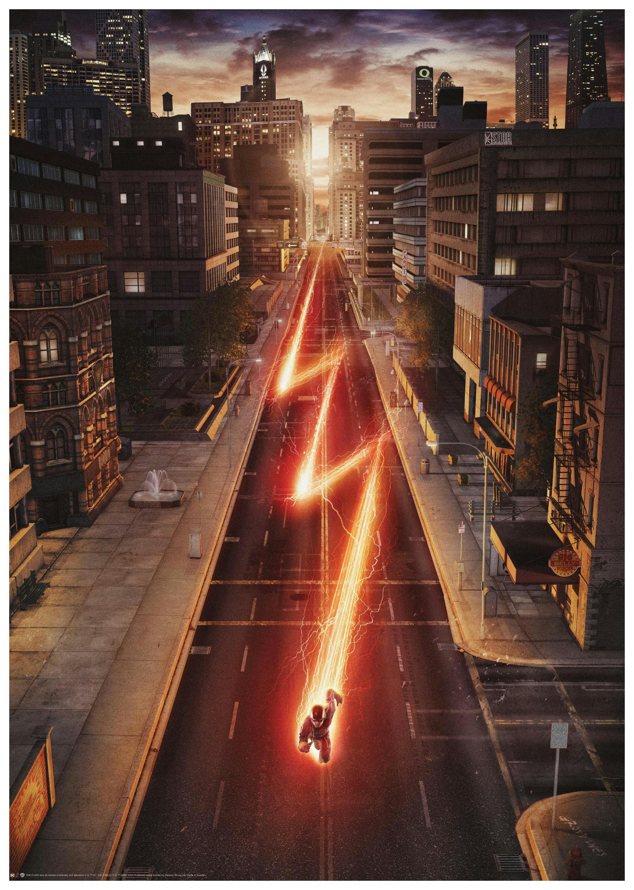 The Flash™ - Running in Central City Plakat (30x40 cm) - Poster Store