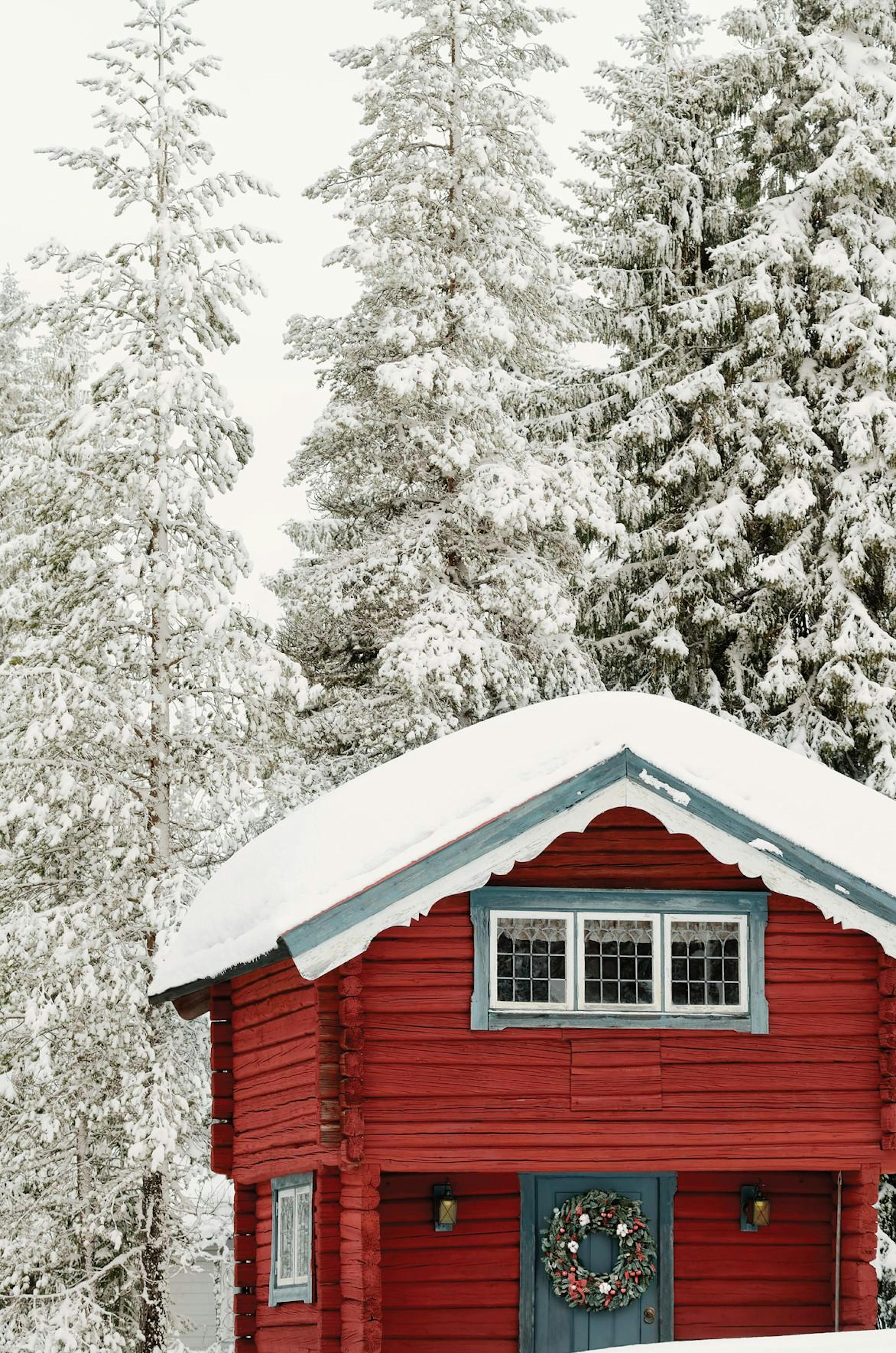 Red Holiday Cabin Poster thumbnail
