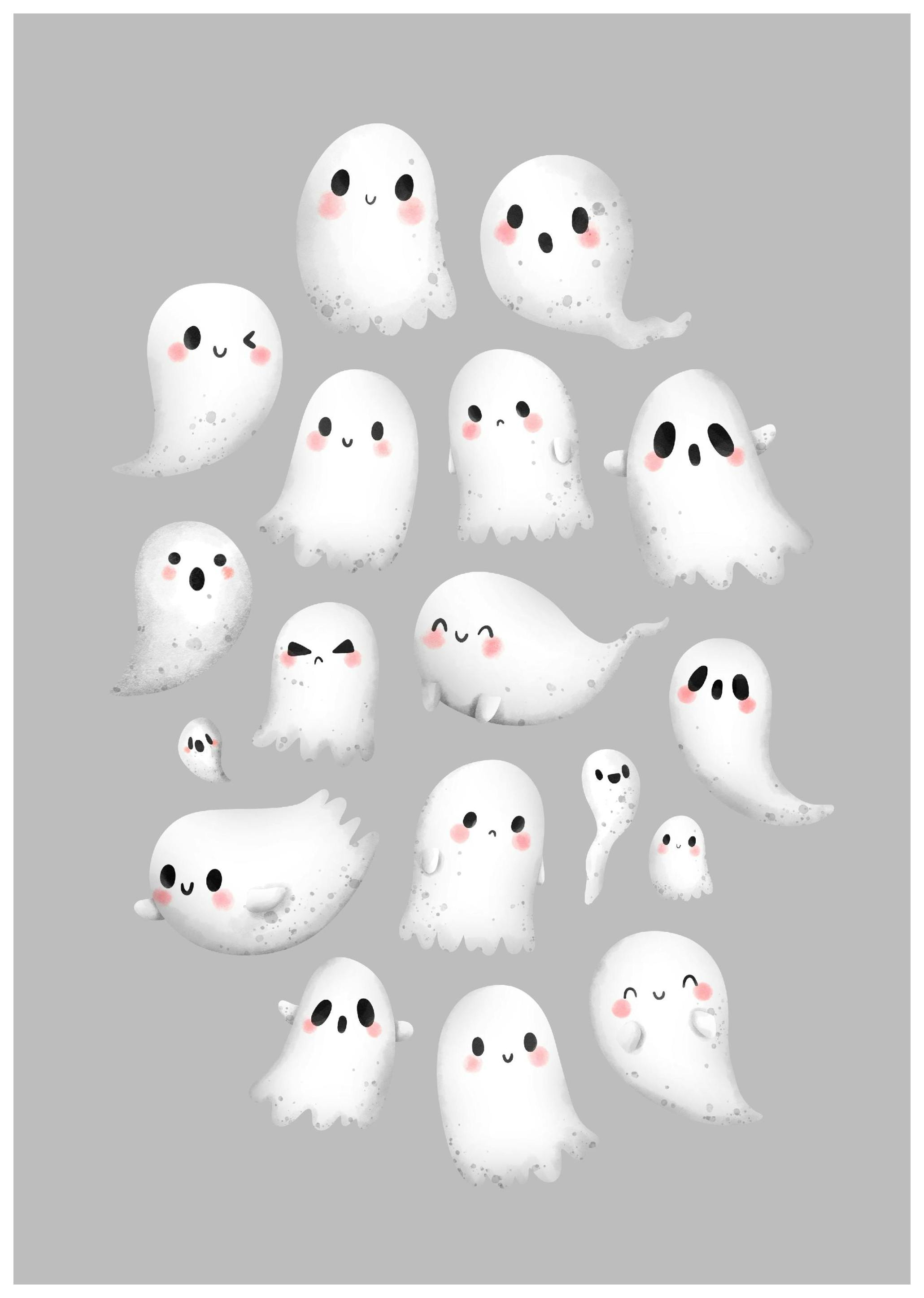 Schattige spookjes Poster (21x30 cm) - Poster Store