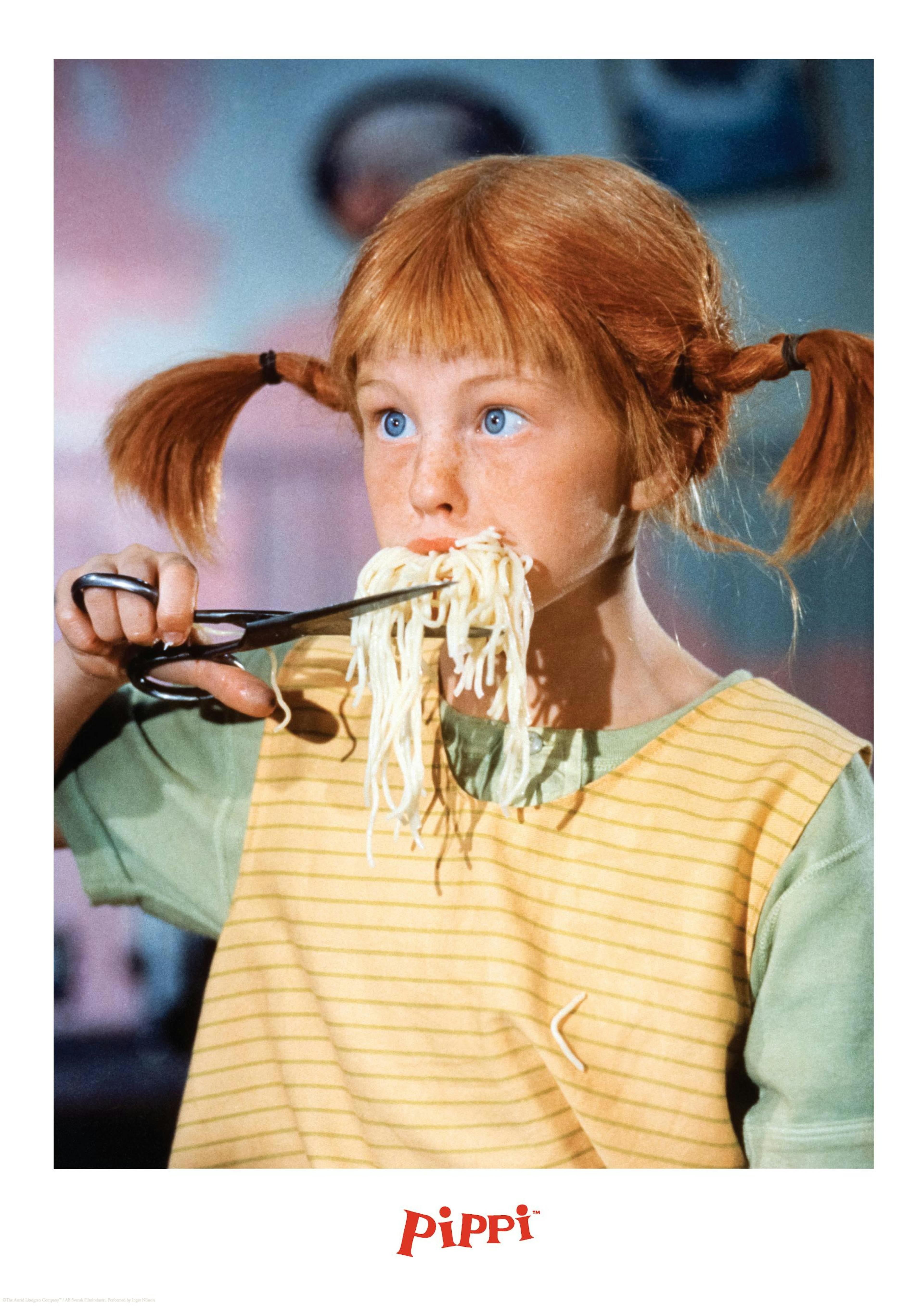 Poster Pippi Calzelunghe Eats Spaghetti 0