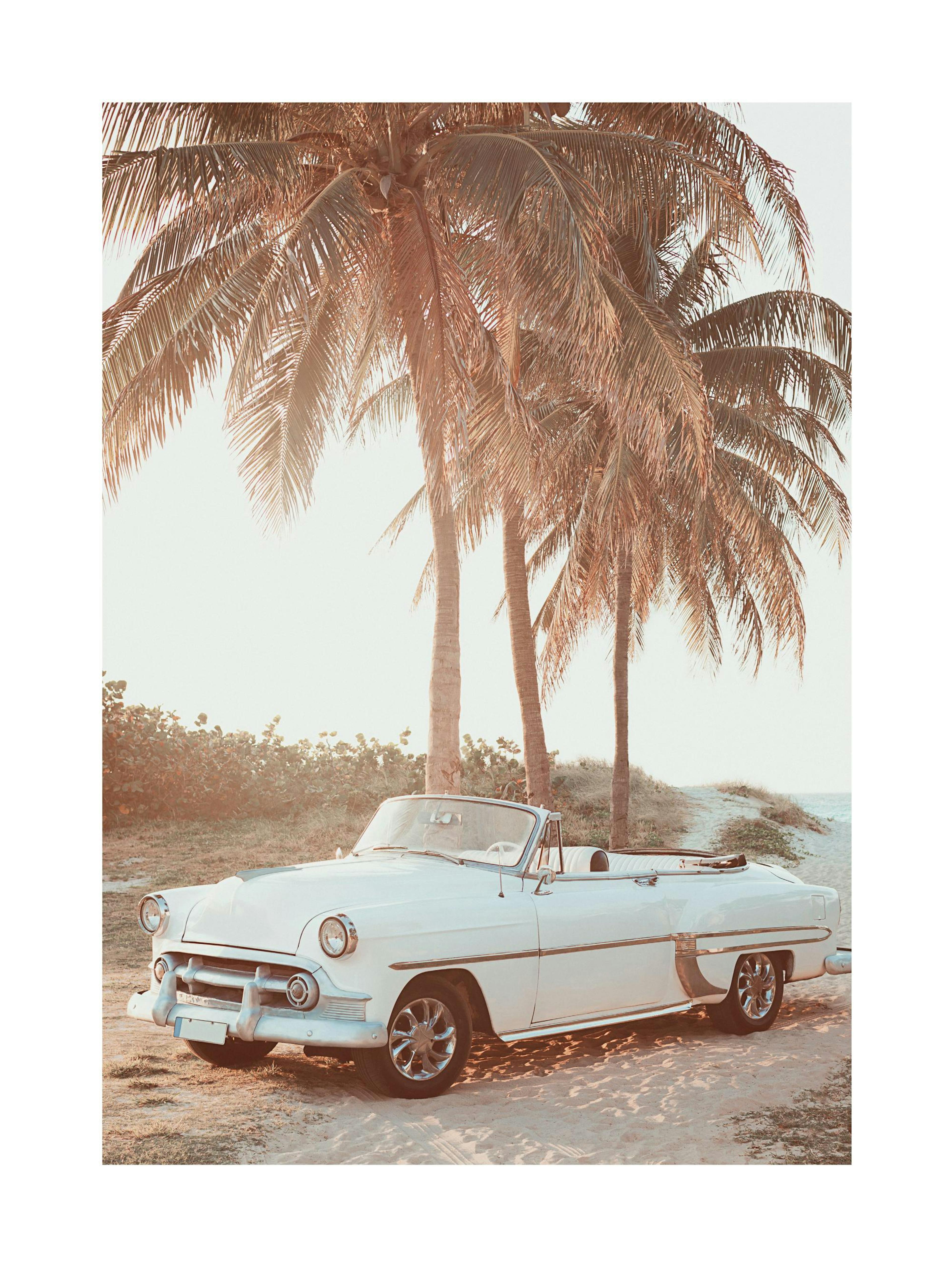 Retro Car on Beach Poster thumbnail