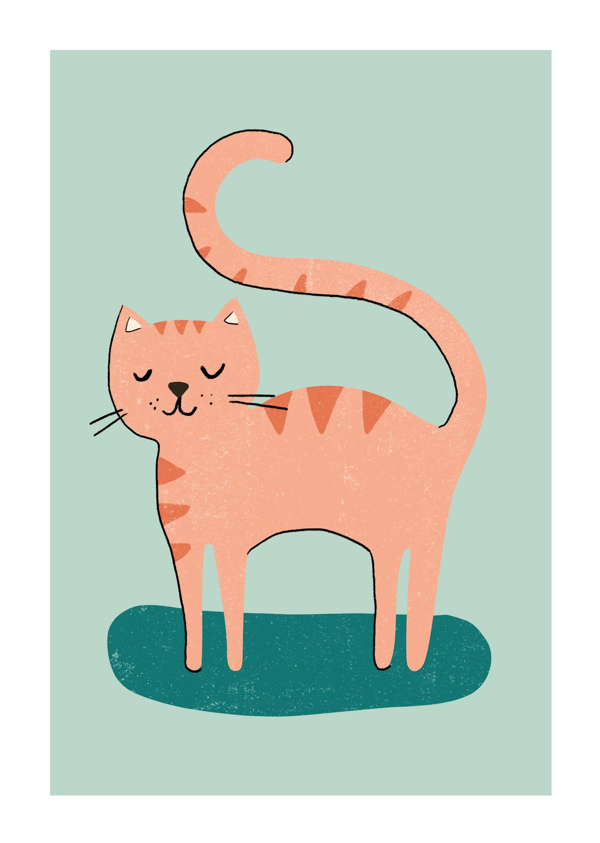 Roze Kat Poster (30x40 cm) - Poster Store