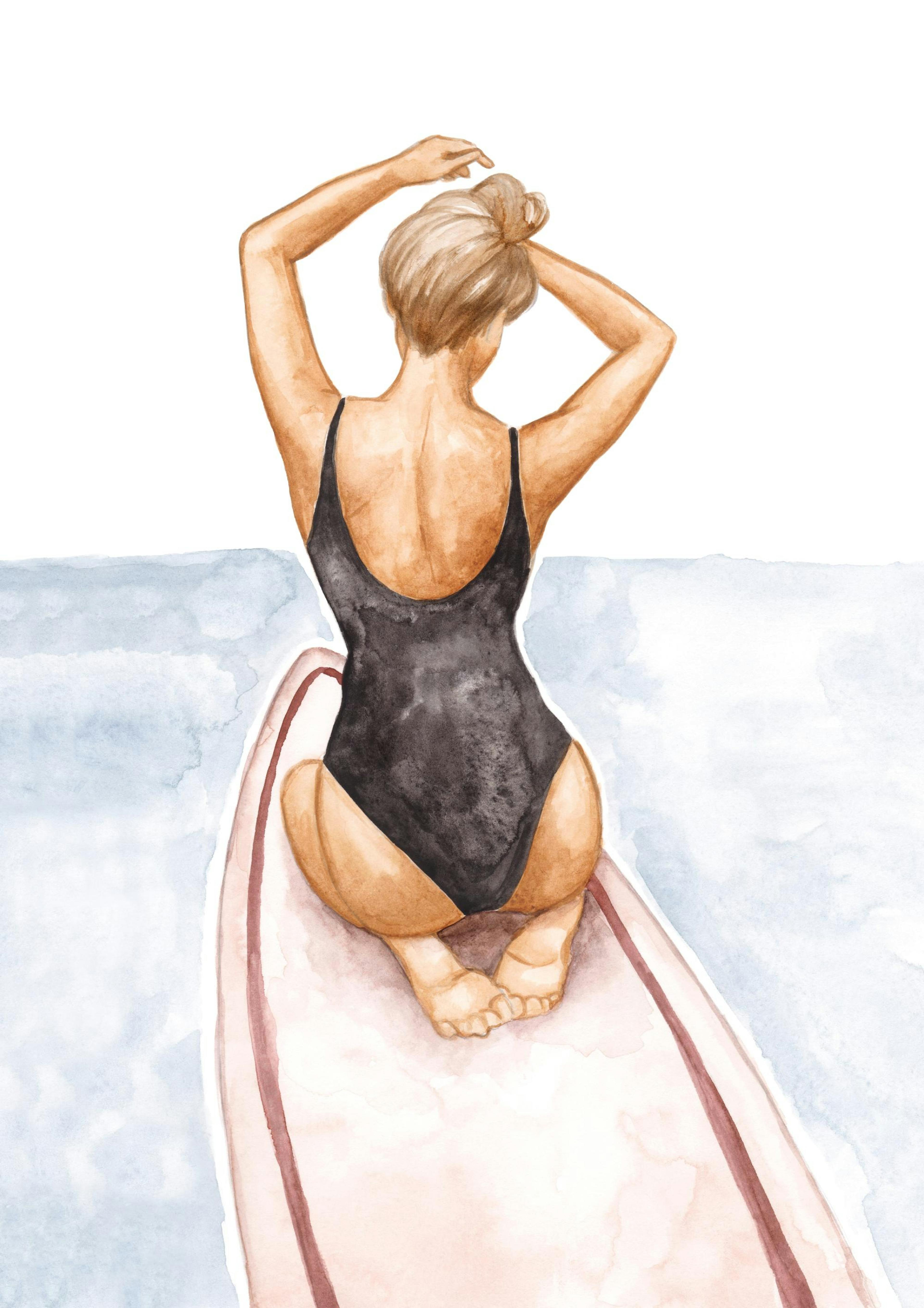Akwarelowa Surferka Plakat 0