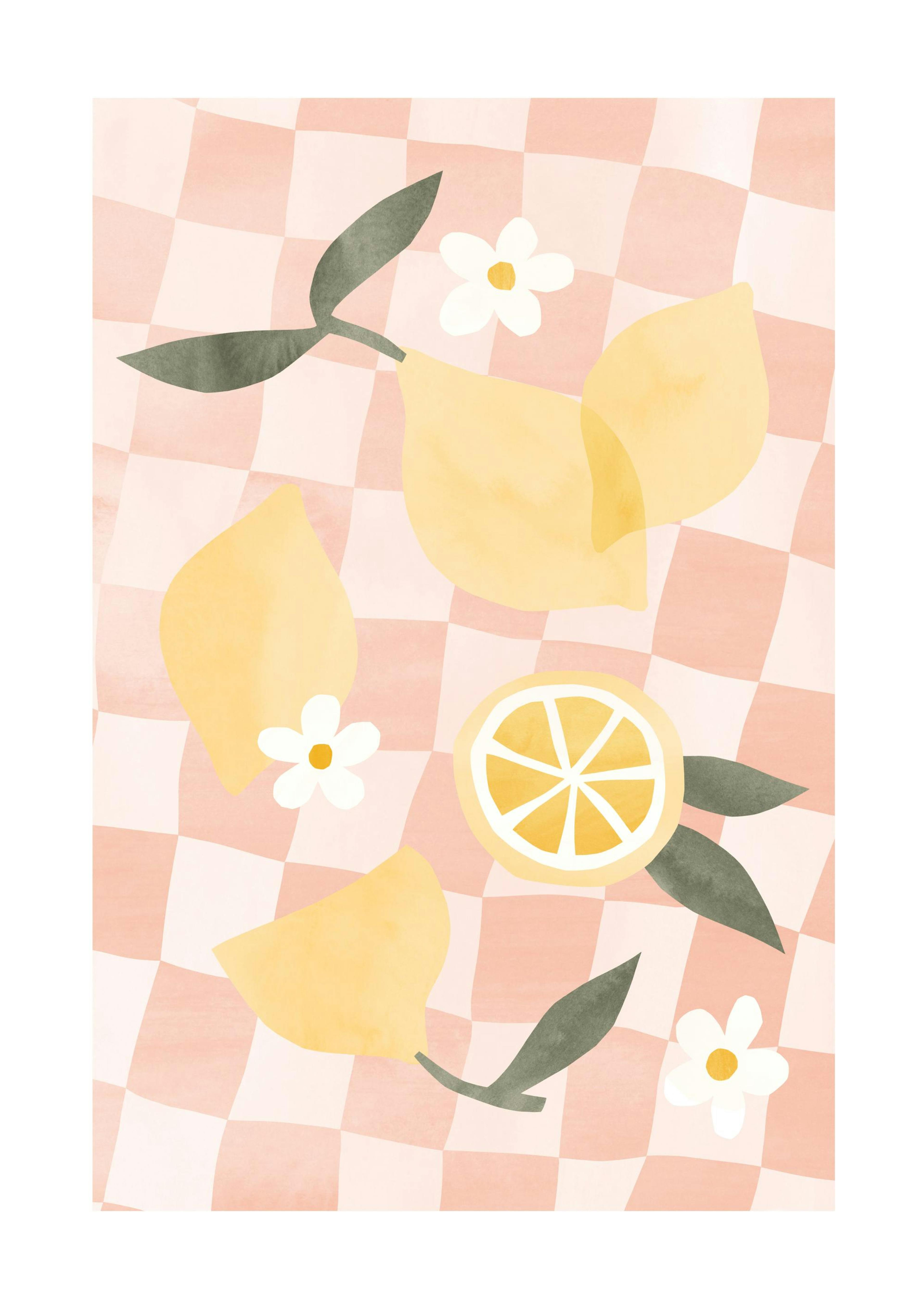 Abstraktes Zitronen-Picknick-Poster 0