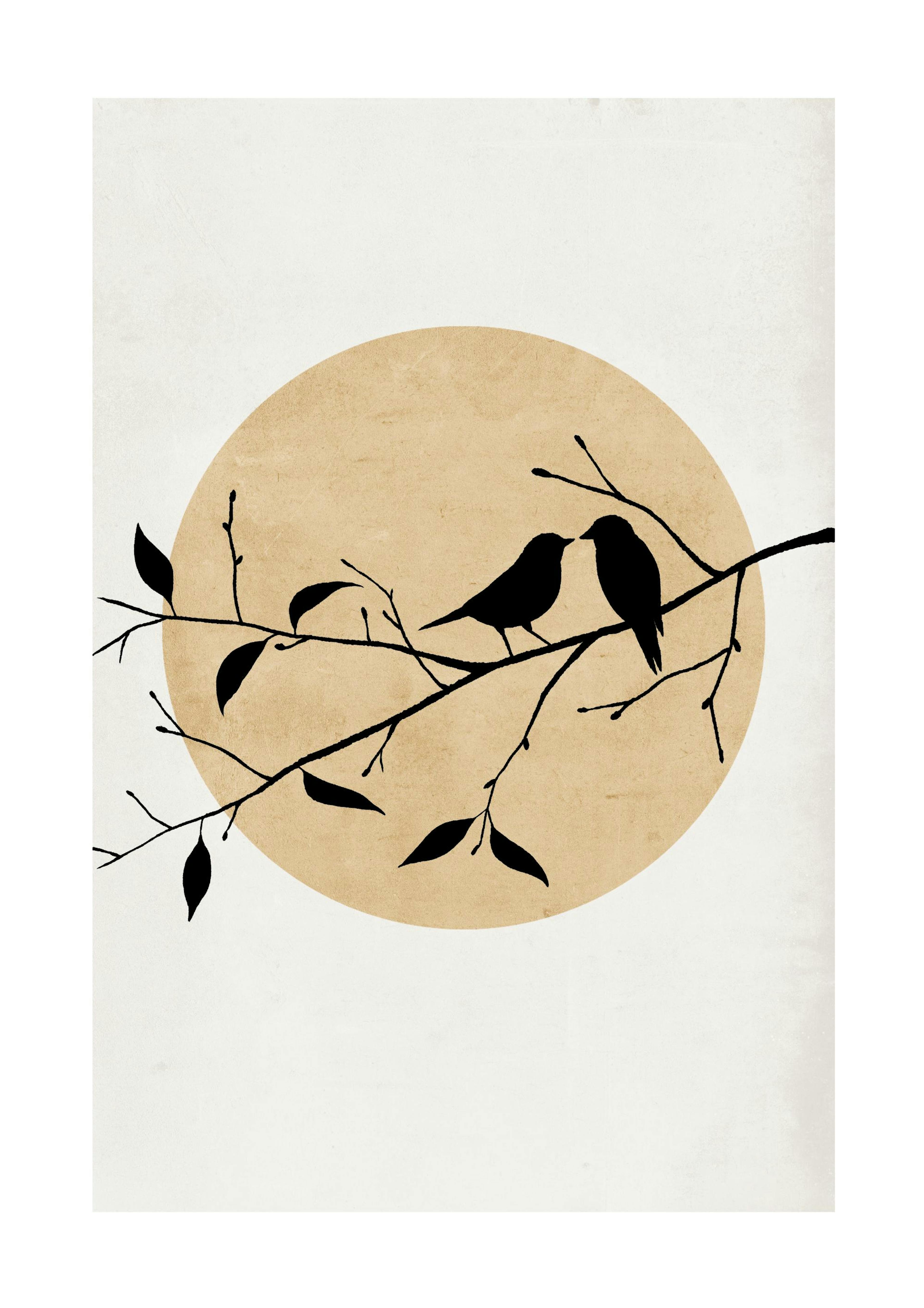 Golden Birds Silhouette Poster thumbnail