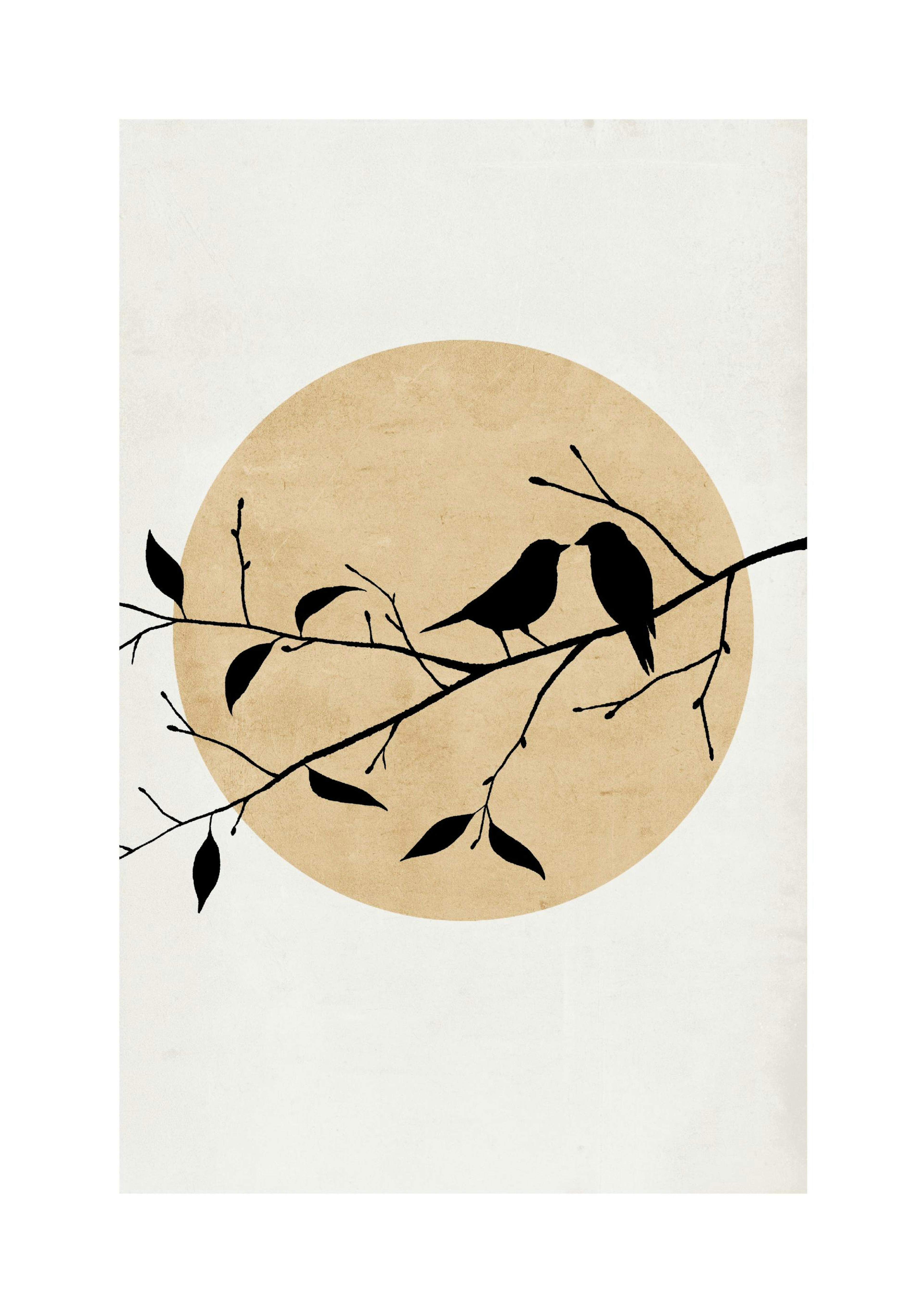 Silhouettes d'Oiseaux Dorés Poster thumbnail