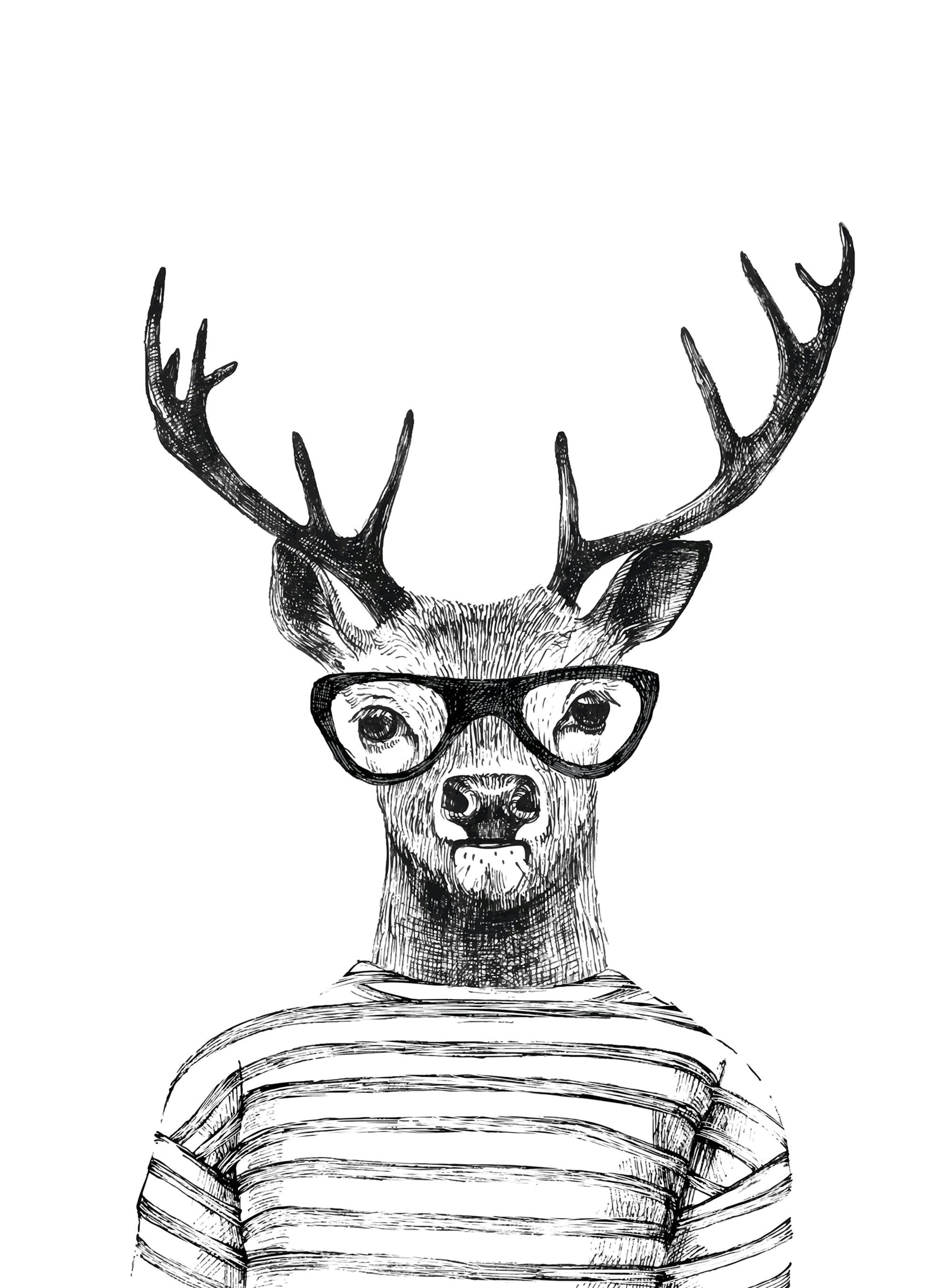 Deer With Glasses Poster thumbnail