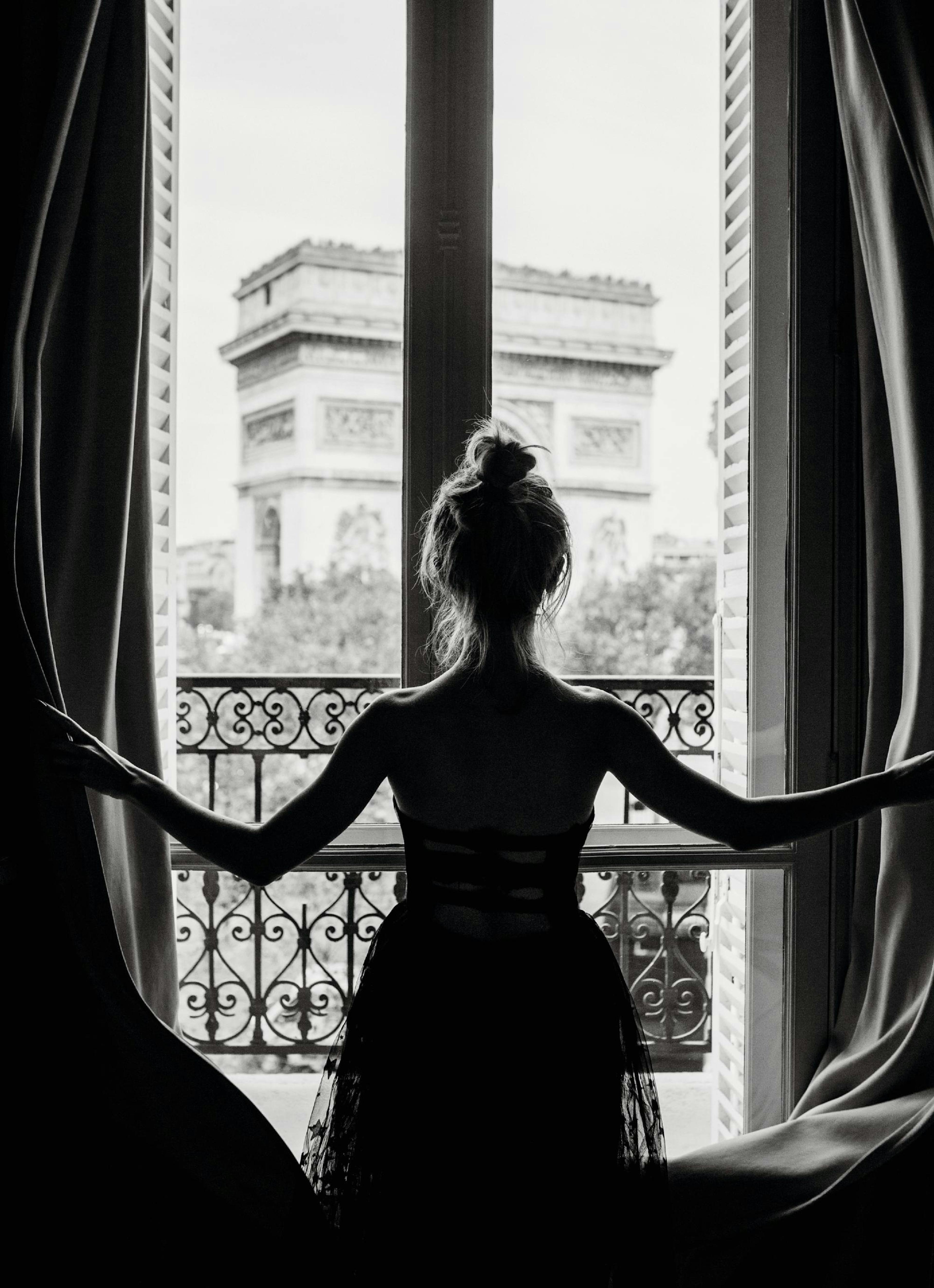 Girl in Paris Window Poster 0
