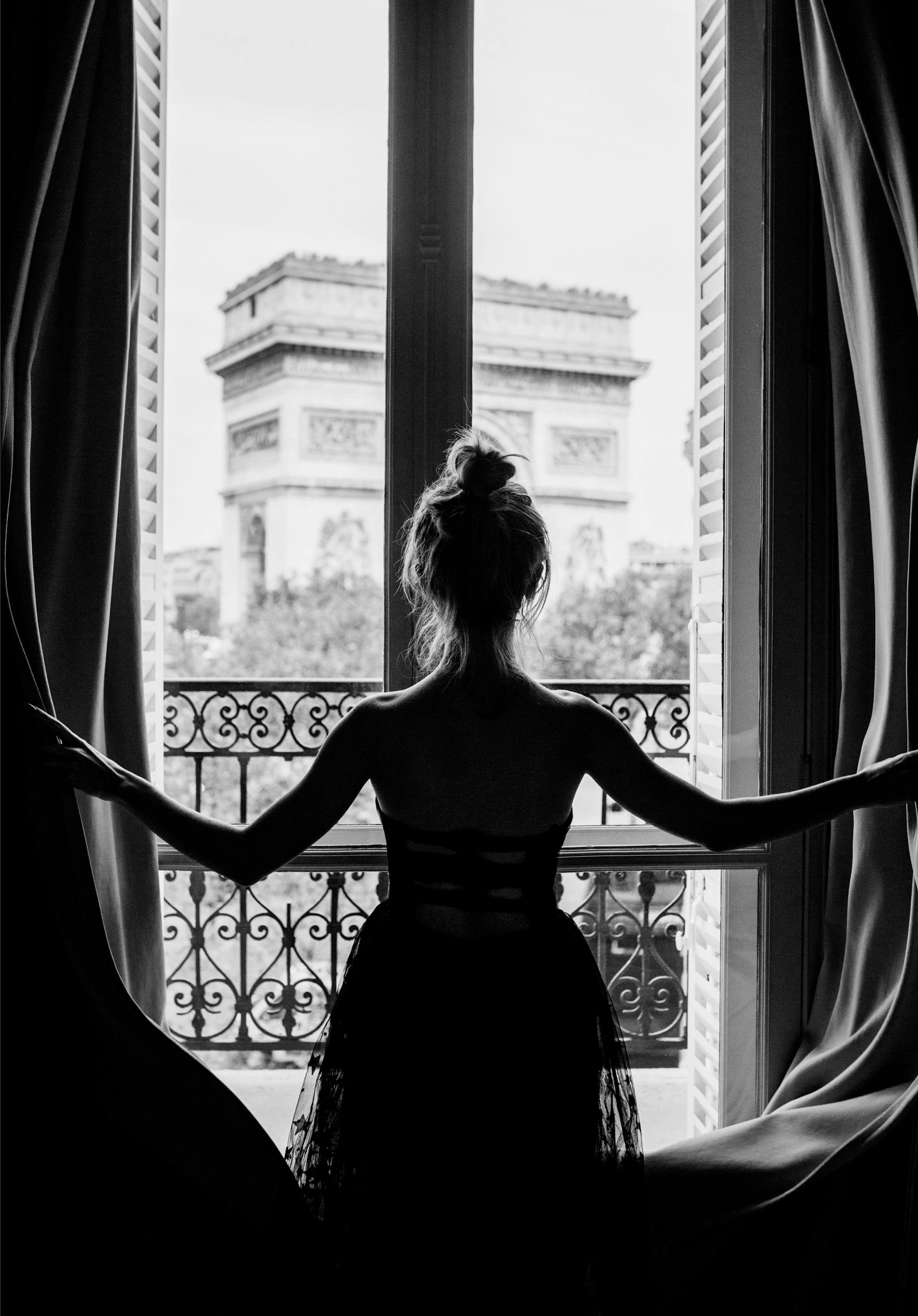 Girl in Paris Window Poster 0