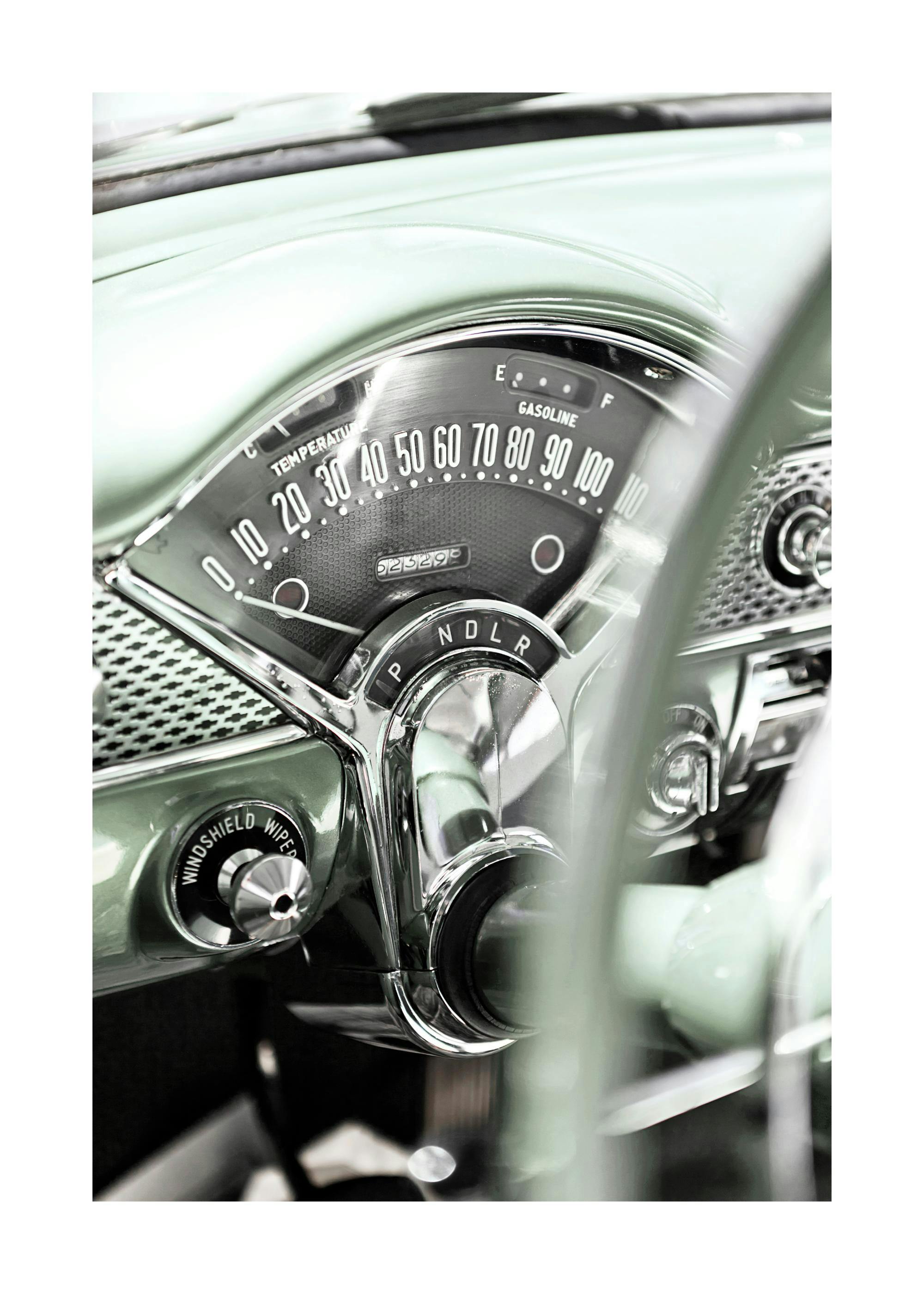 Green Vintage Car Detail Poster 0