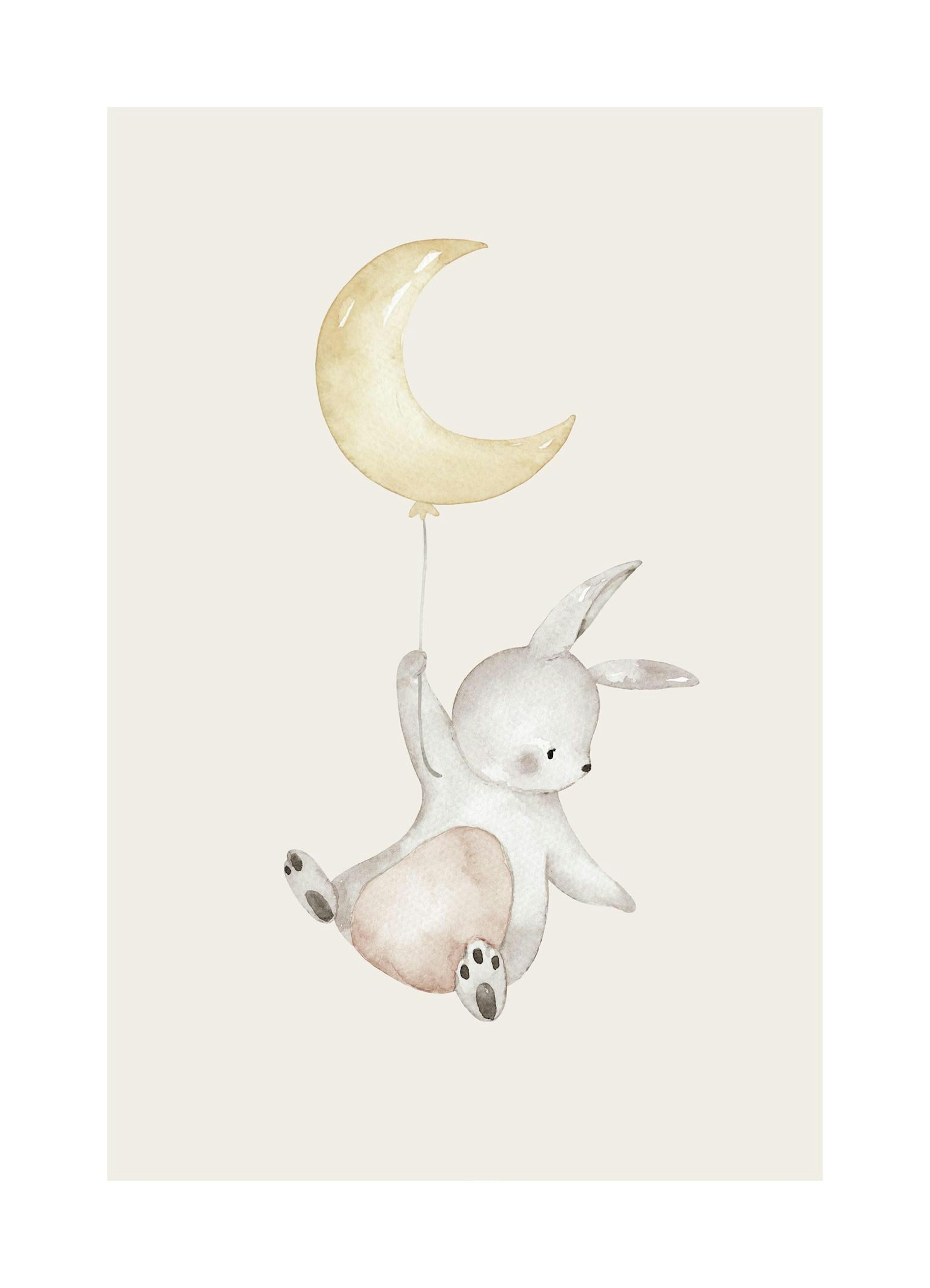 Moon Balloon Bunny Poster thumbnail