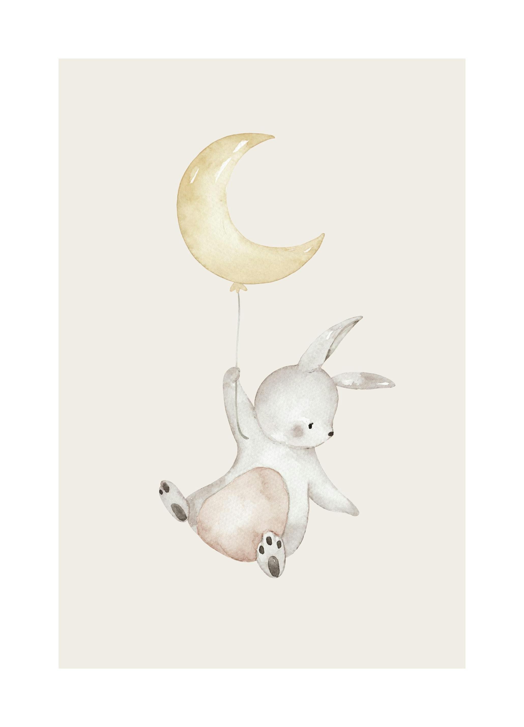 Moon Balloon Bunny Poster (13x18 cm) - Poster Store
