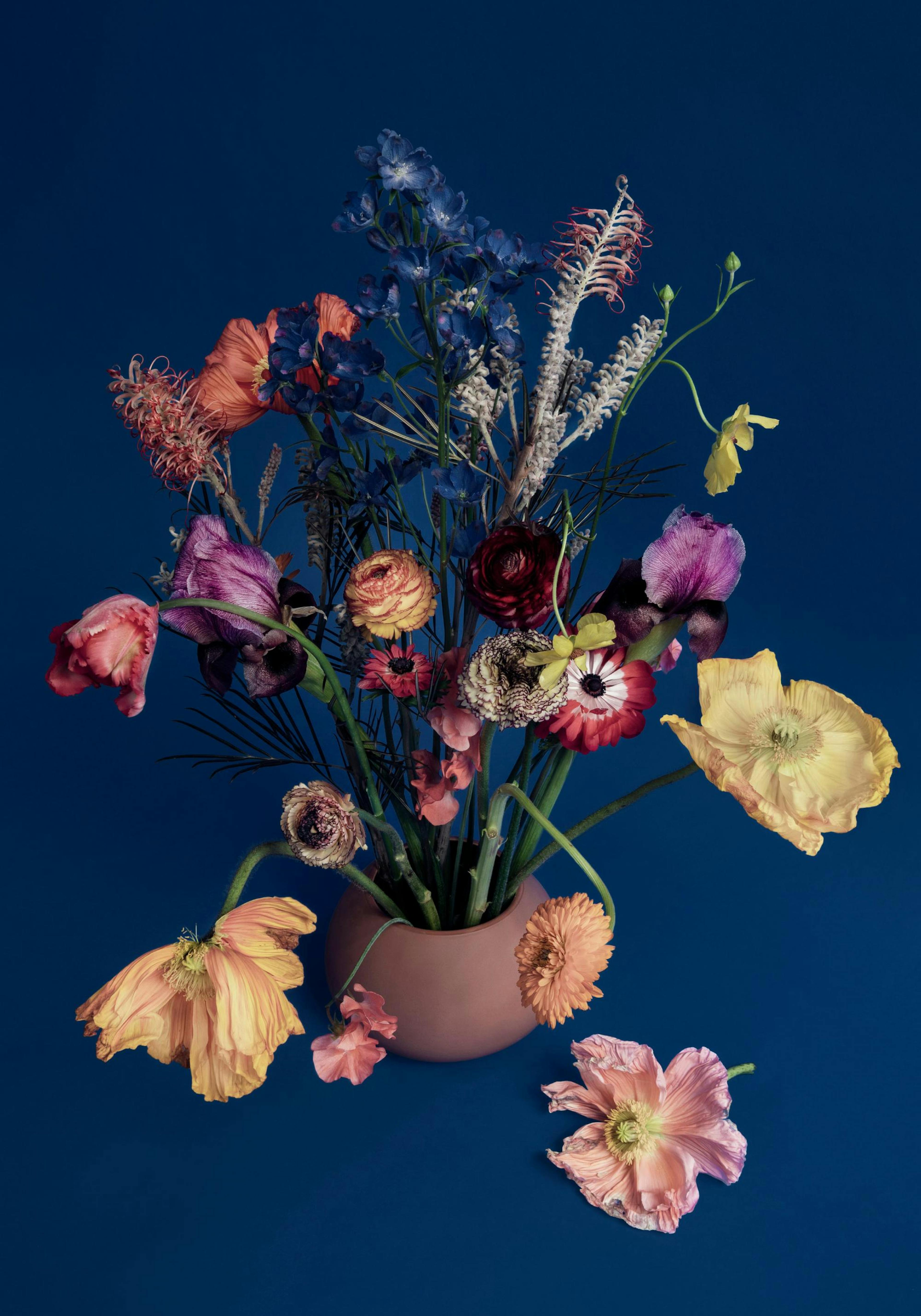 Blue Still Life with Flowers No1 Print thumbnail