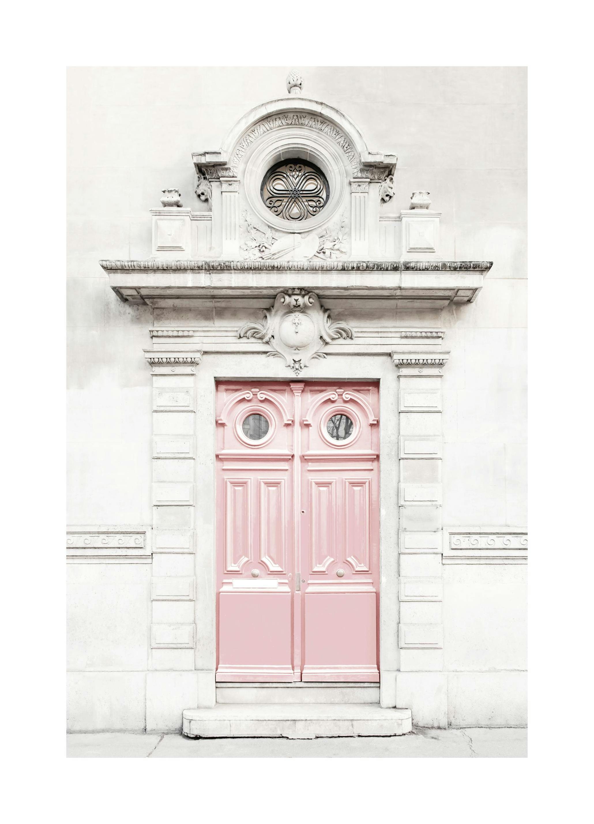 Roze Deur In Parijs Poster (30x40 cm) - Poster Store