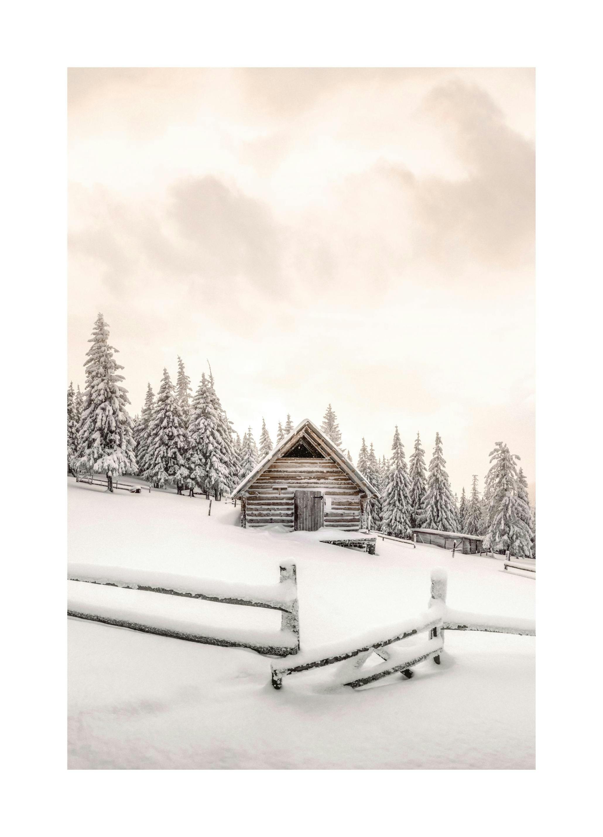 Snowy Cabin Poster (21x30 cm) - Poster Store