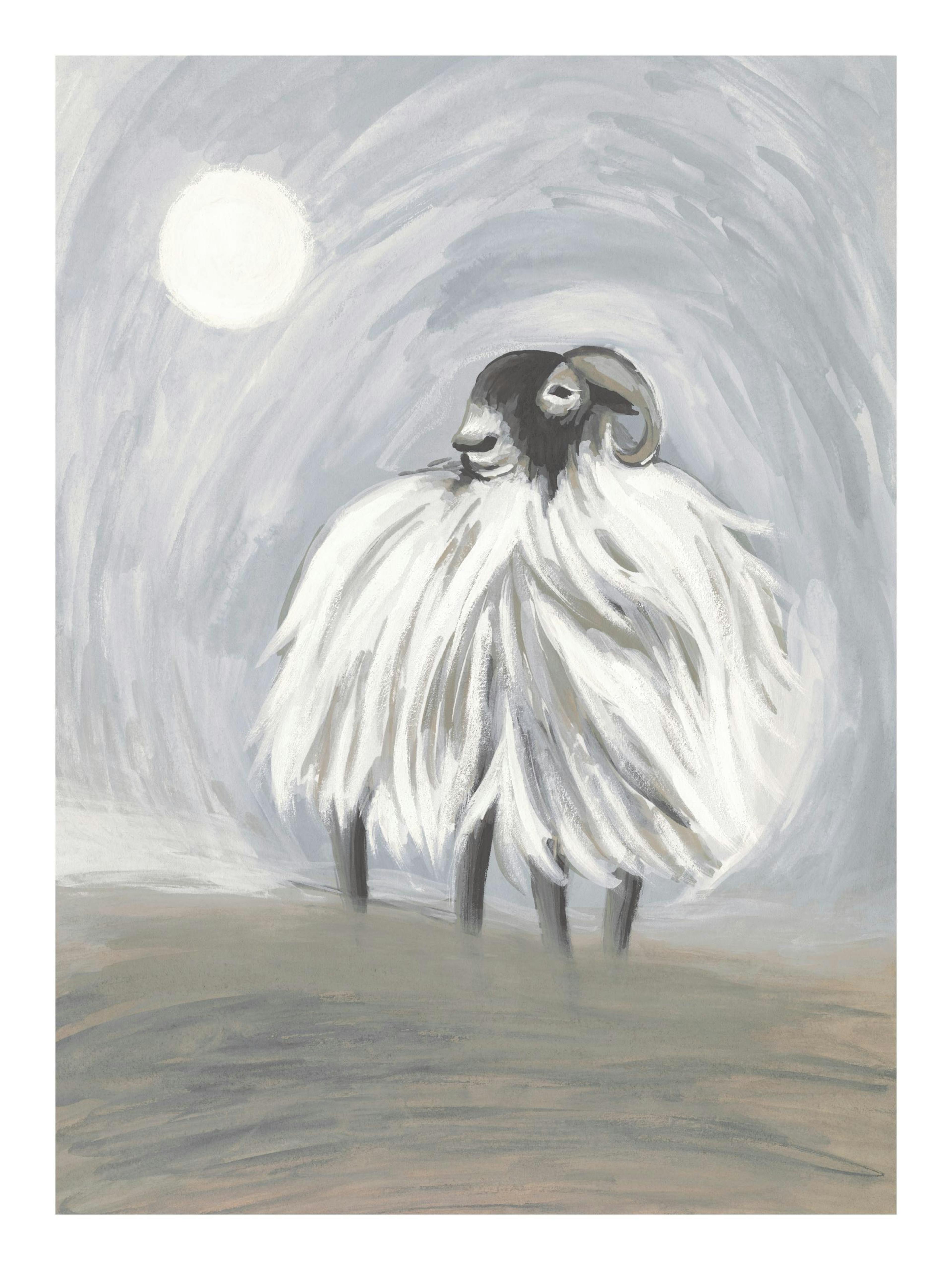 Mouton des Hautes Terres au Clair de Lune Poster thumbnail