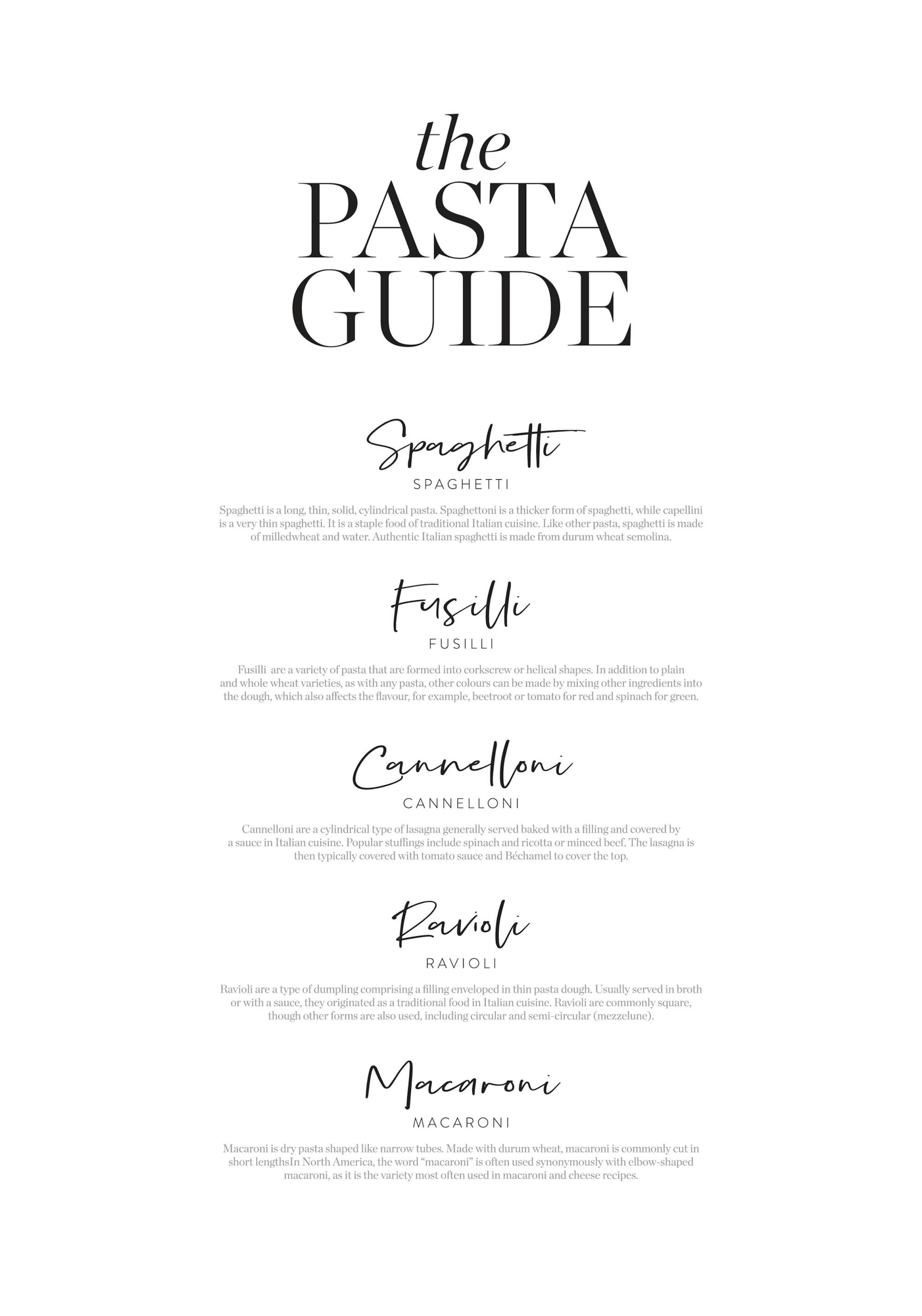 Pasta Guide Poster thumbnail