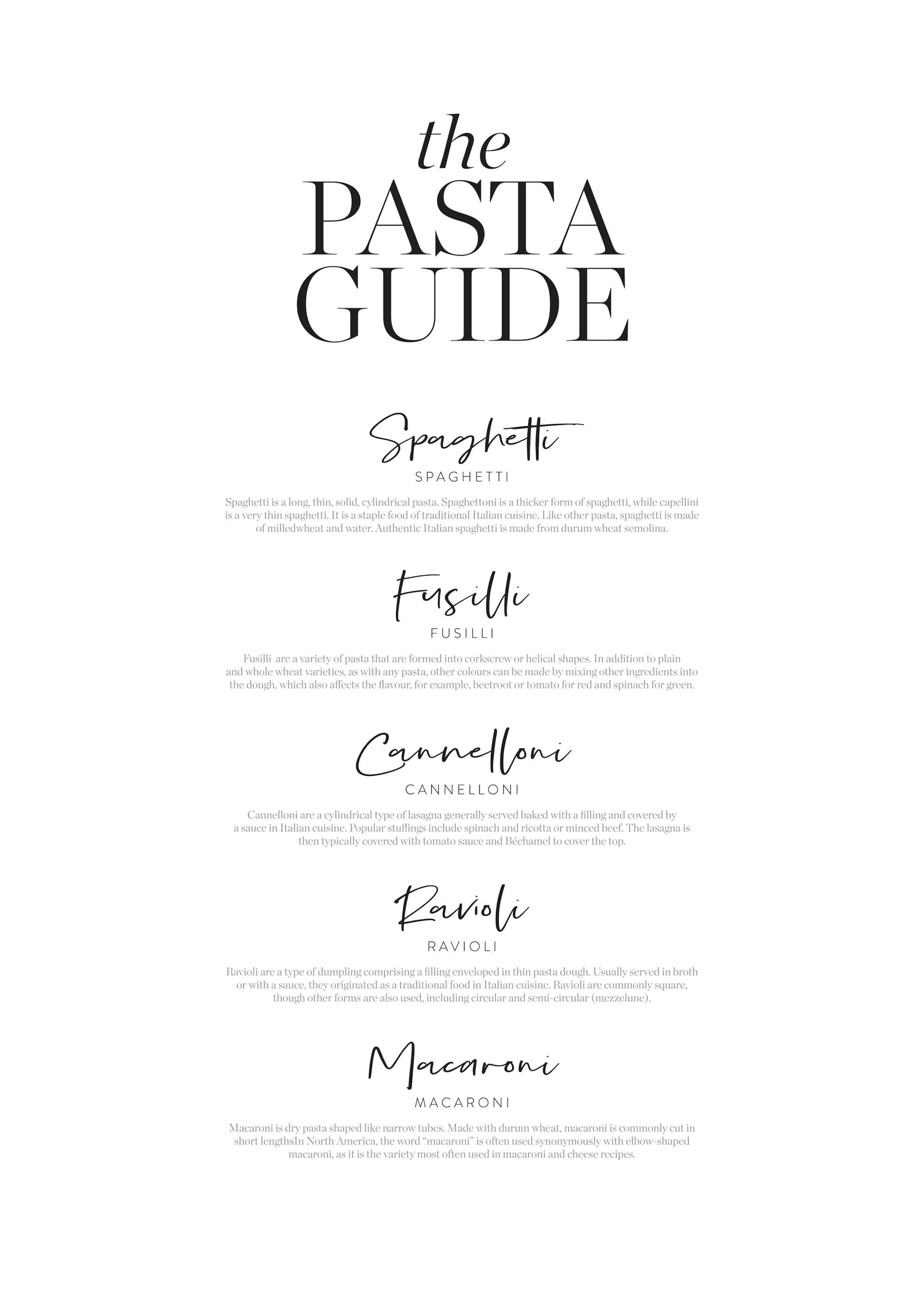 Pasta Guide Poster 0