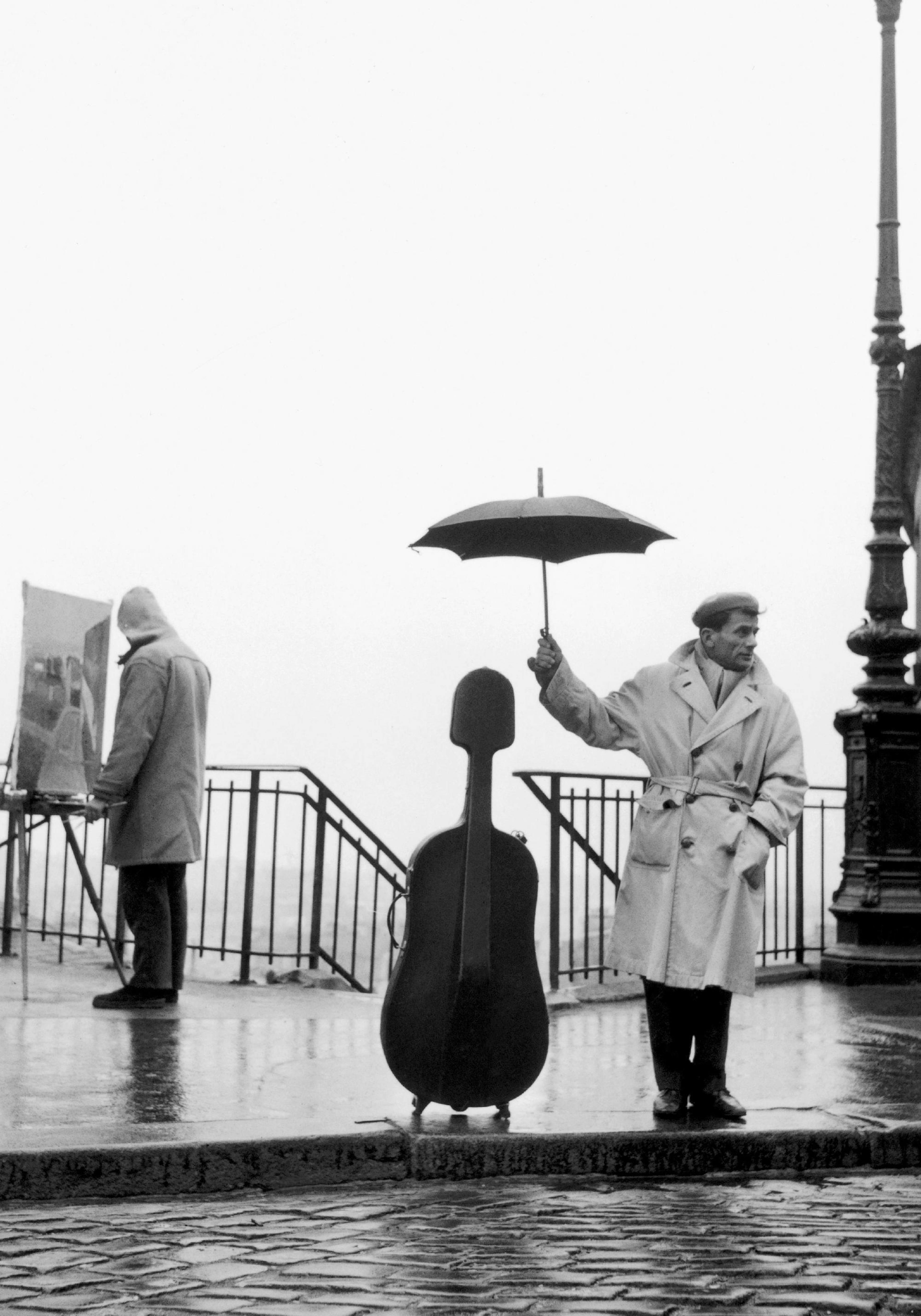 Musician Under The Rain Poster thumbnail