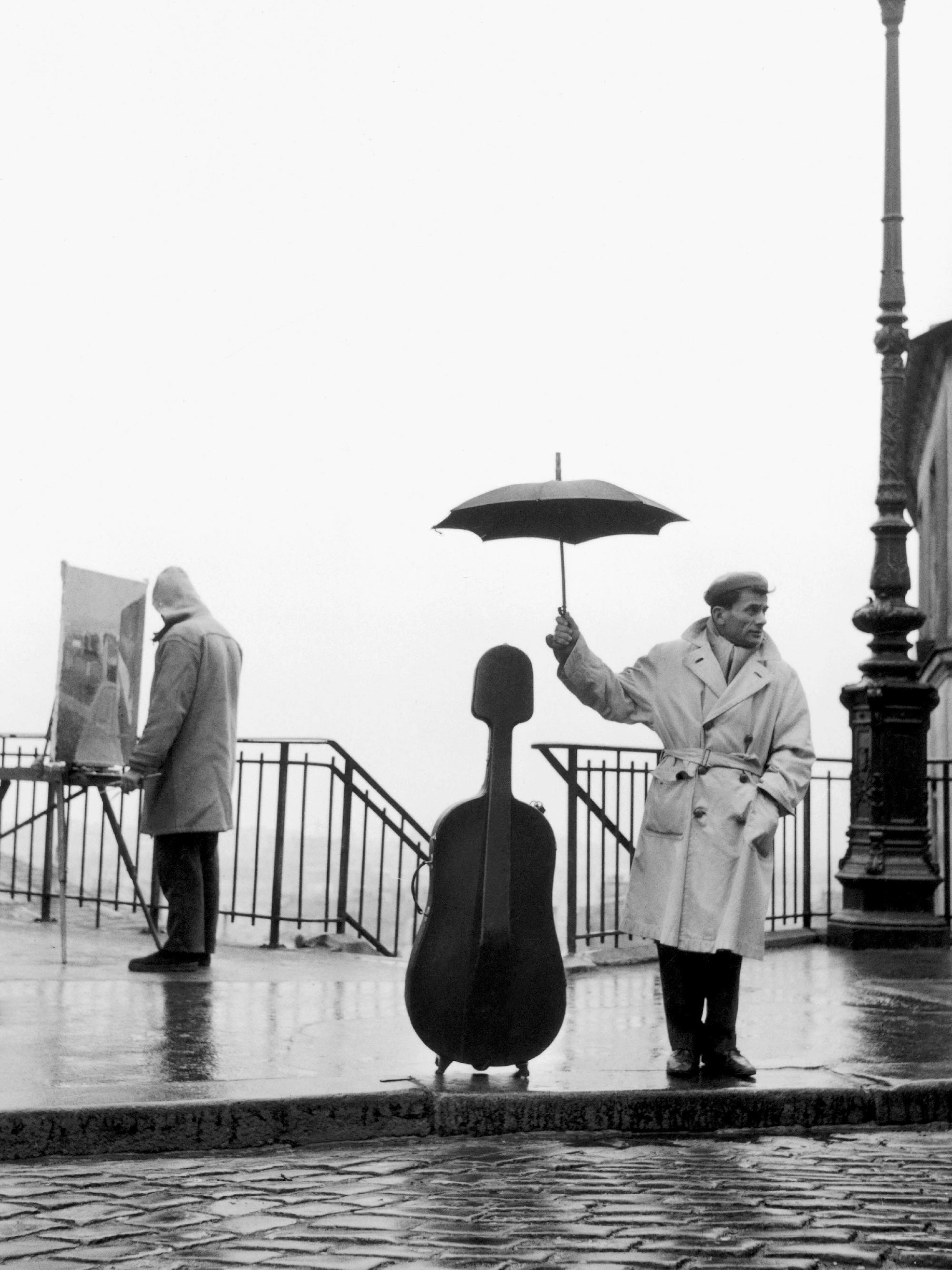 Musician Under The Rain Poster thumbnail