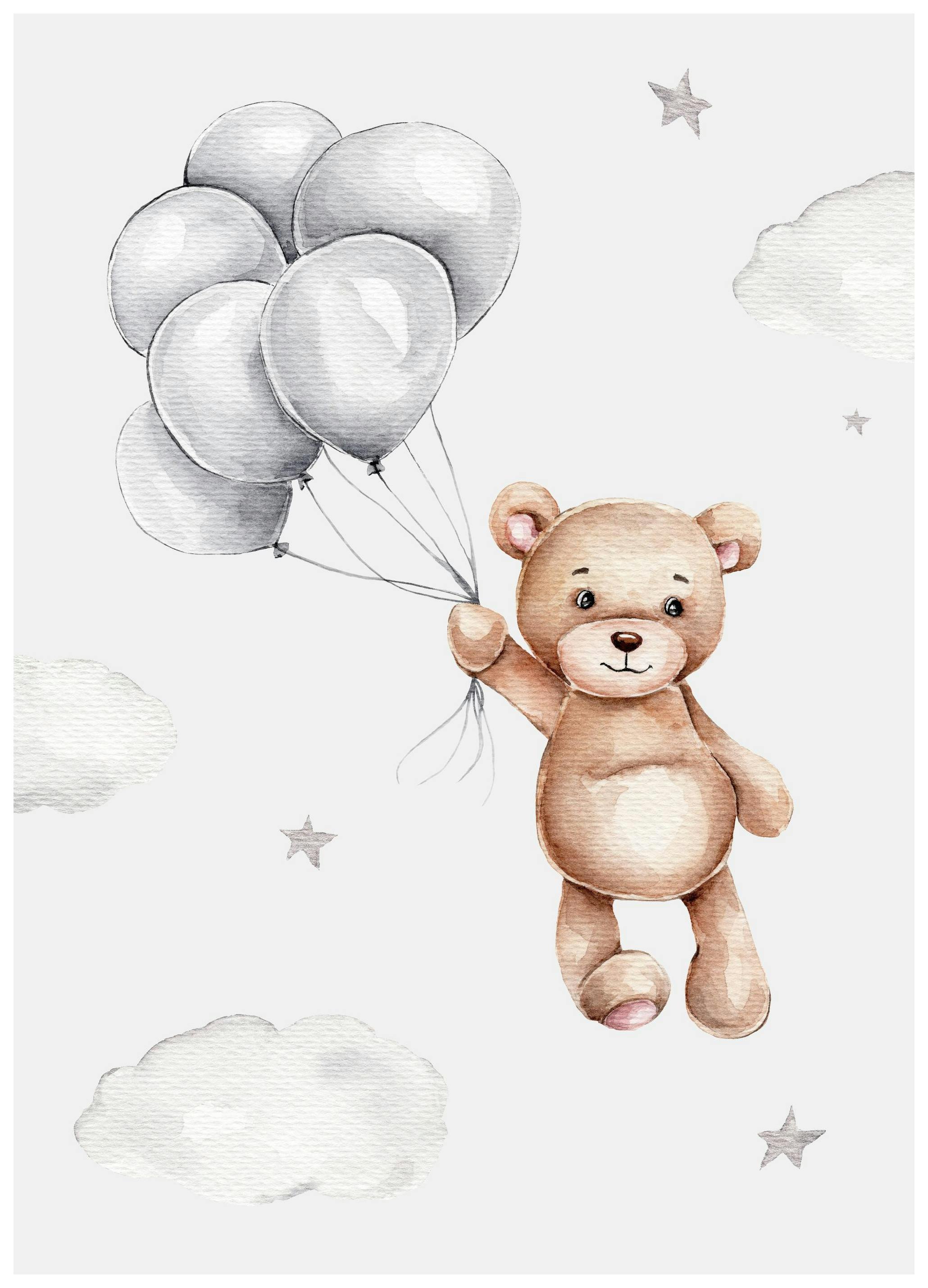 Teddy met Ballonnen Poster (40x50 cm) - Poster Store