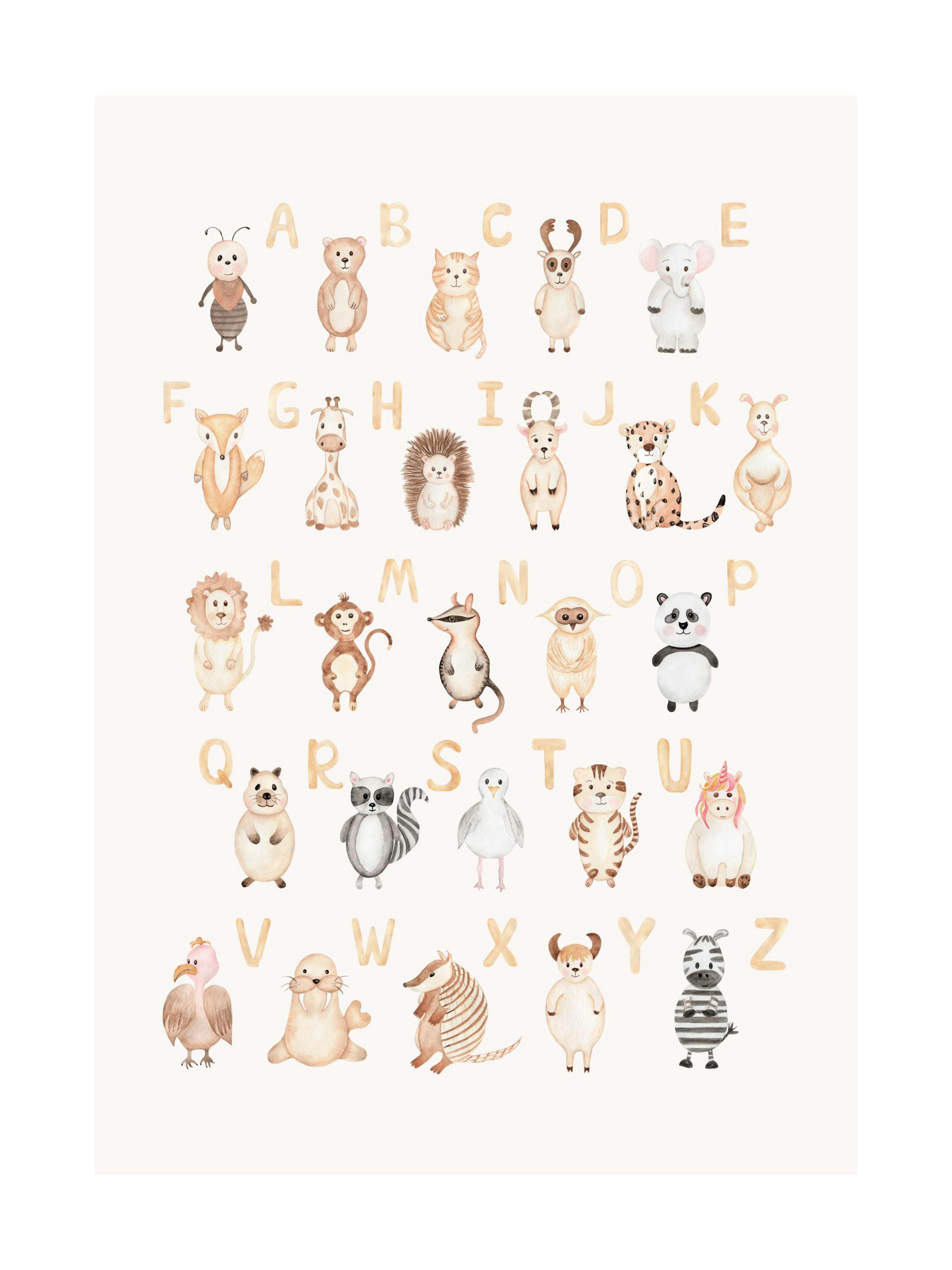 Animaux Lettres Poster 0