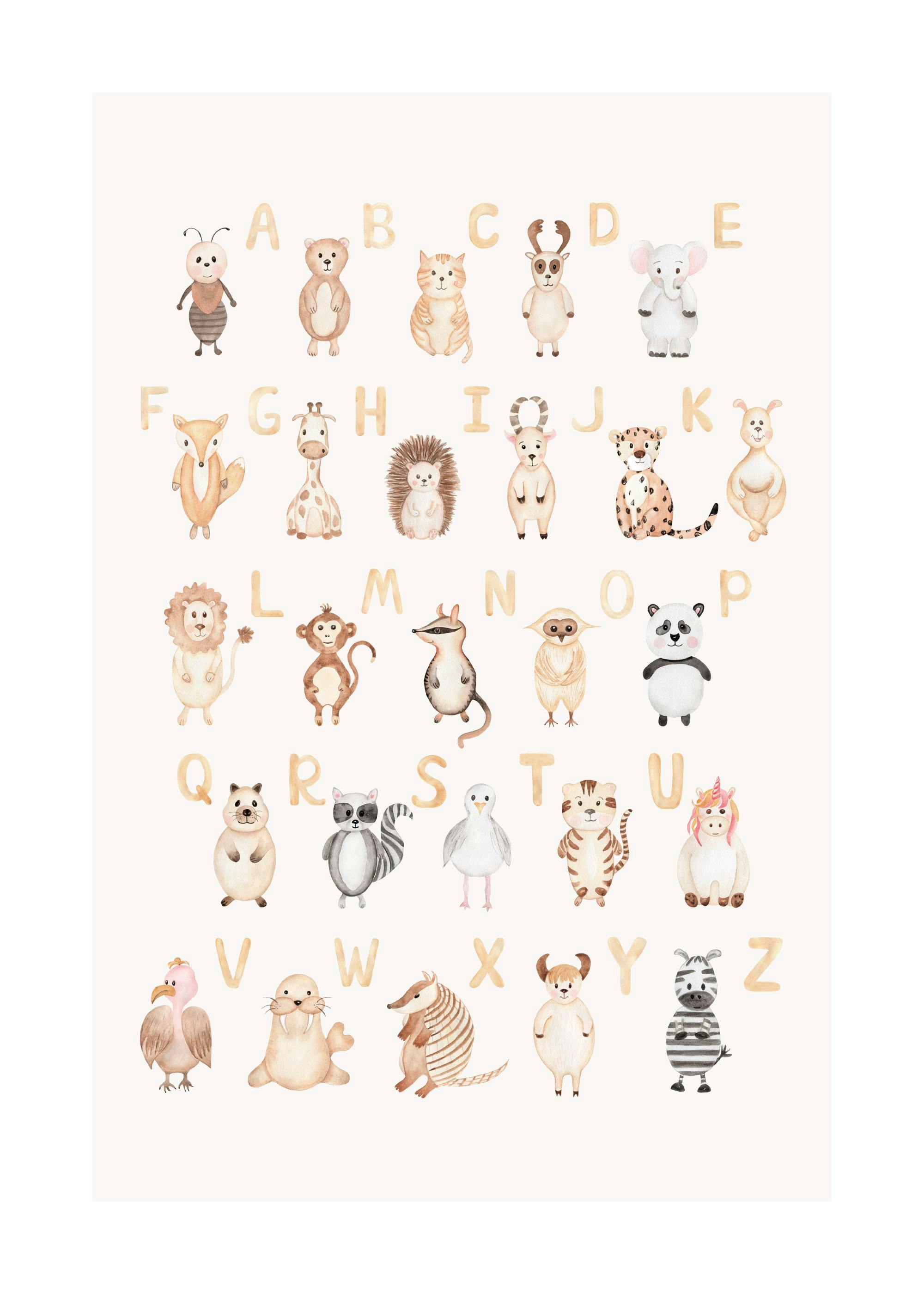 Animaux Lettres Poster 0