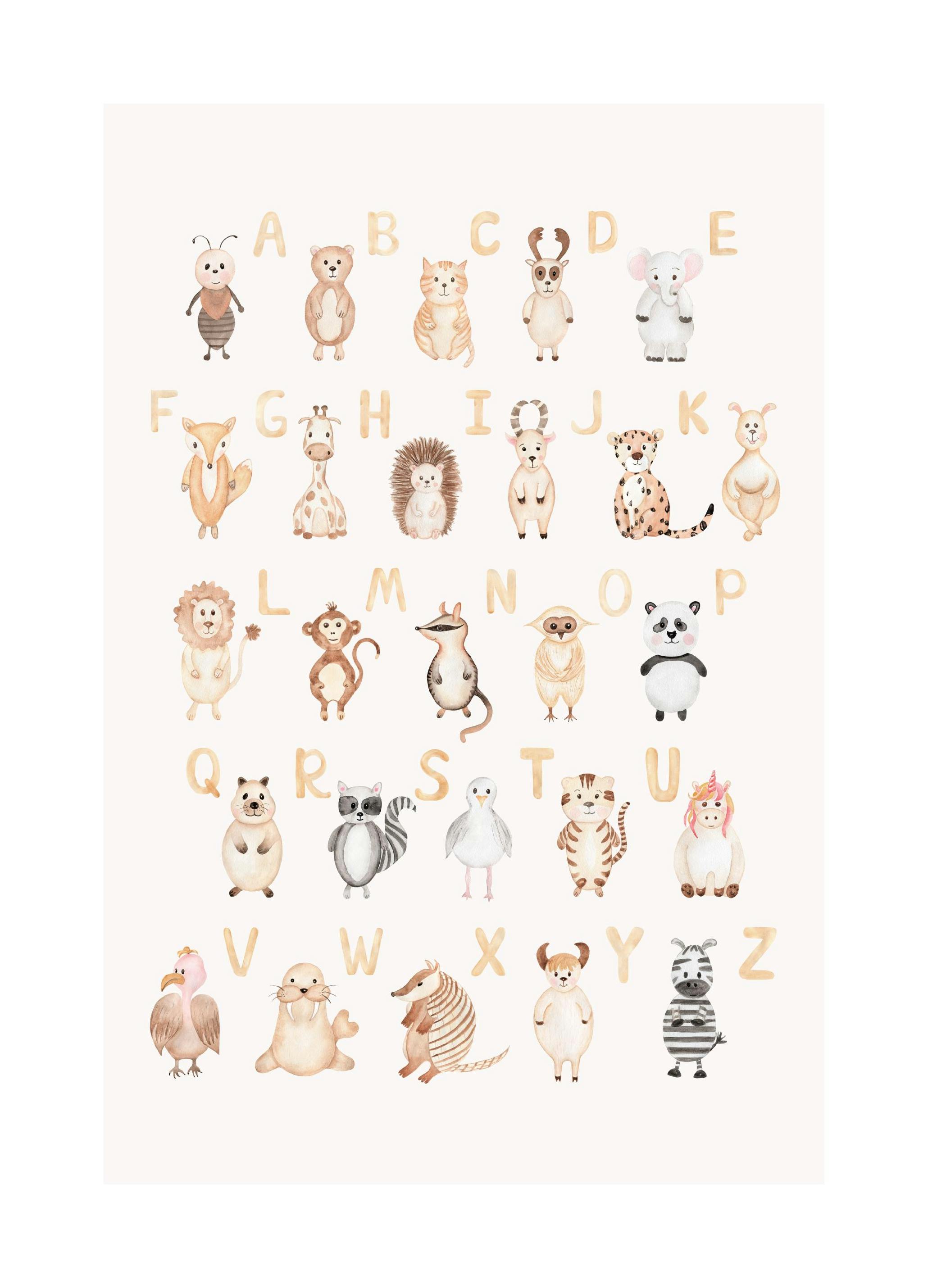 Dieren Letters Poster (21x30 cm) - Poster Store