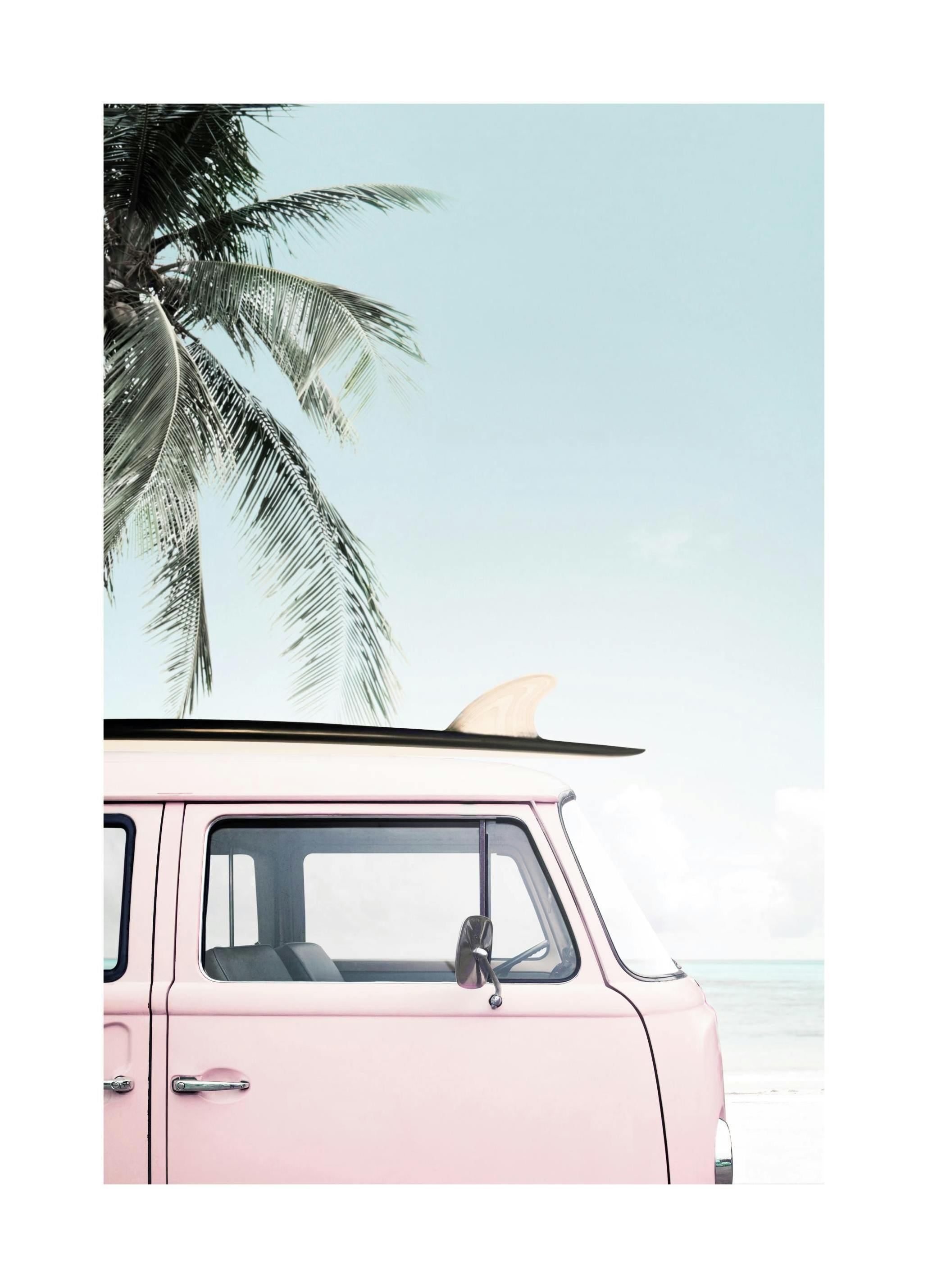 Strand Surfbusje Poster (30x40 cm) - Poster Store