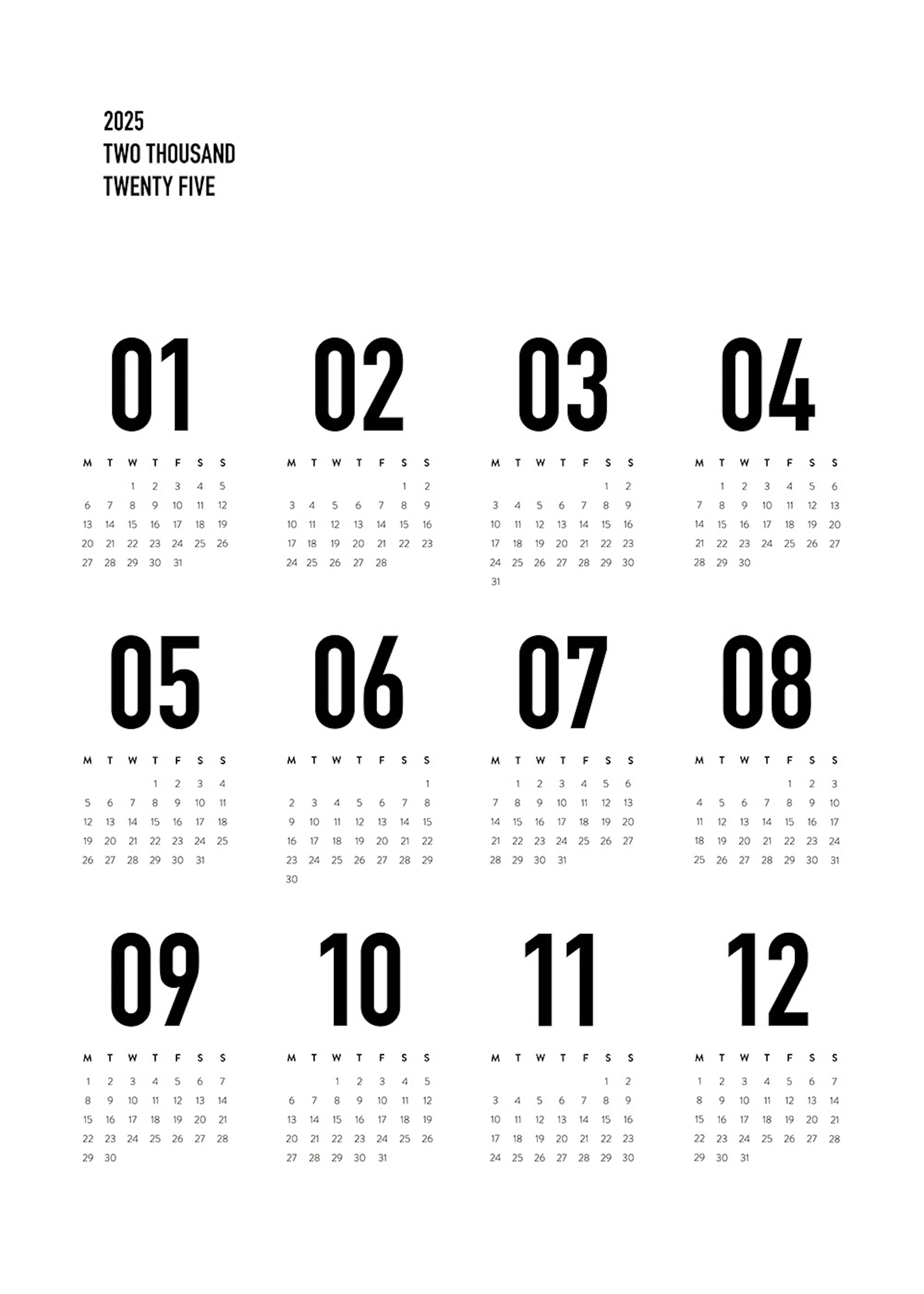 Calendario 2025 B&W Poster 0