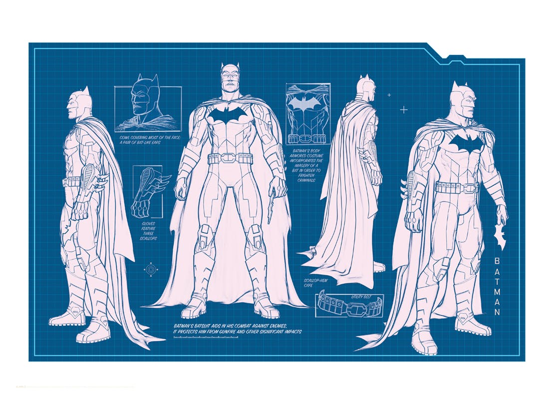 Batman™ - Batsuit Blueprint Poster (50x70 cm) - Poster Store