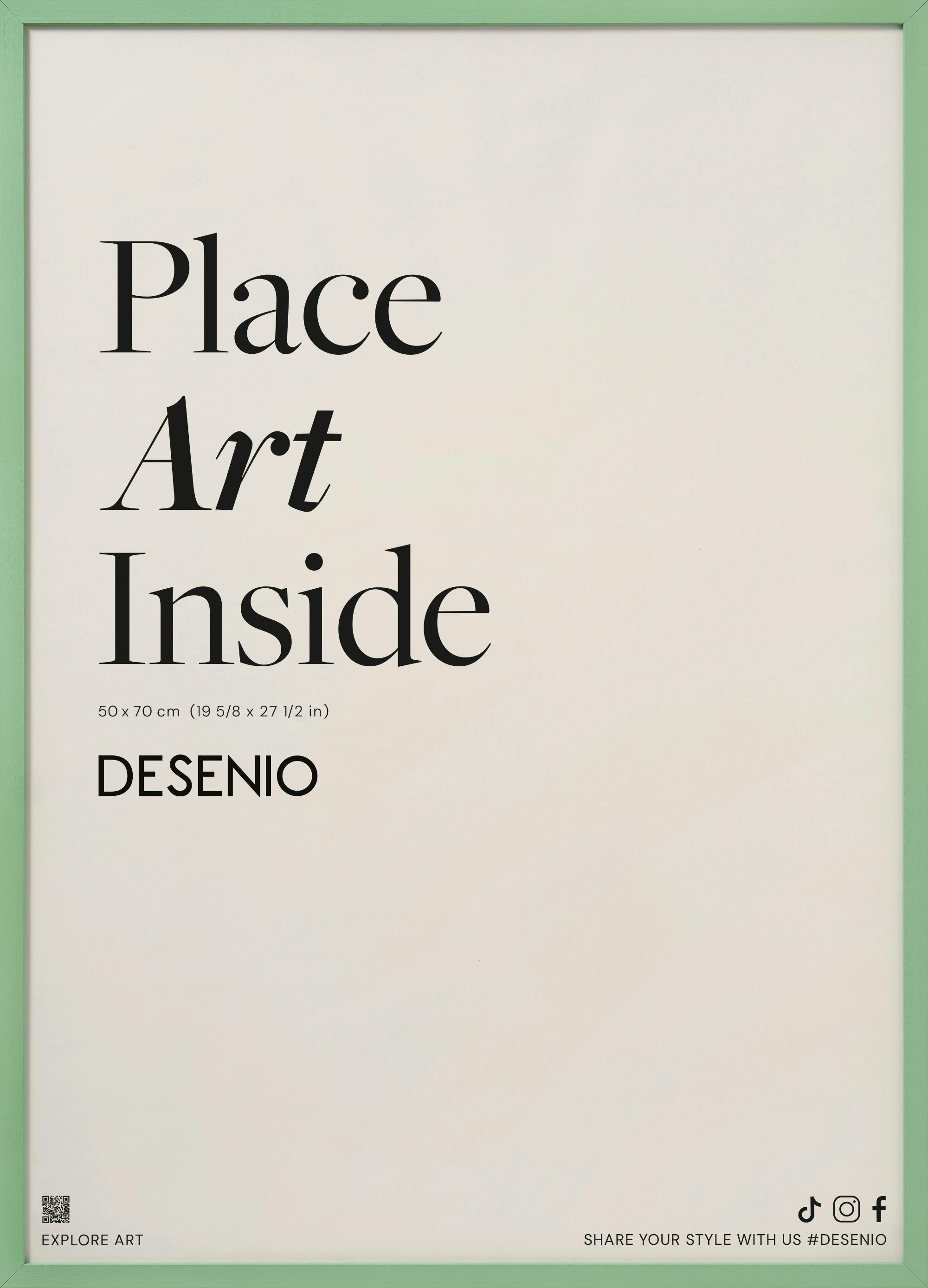 Poster mit dem englischen Text Place Art Inside in schwarzer Schrift auf hellem beigefarbenem Hintergrund.