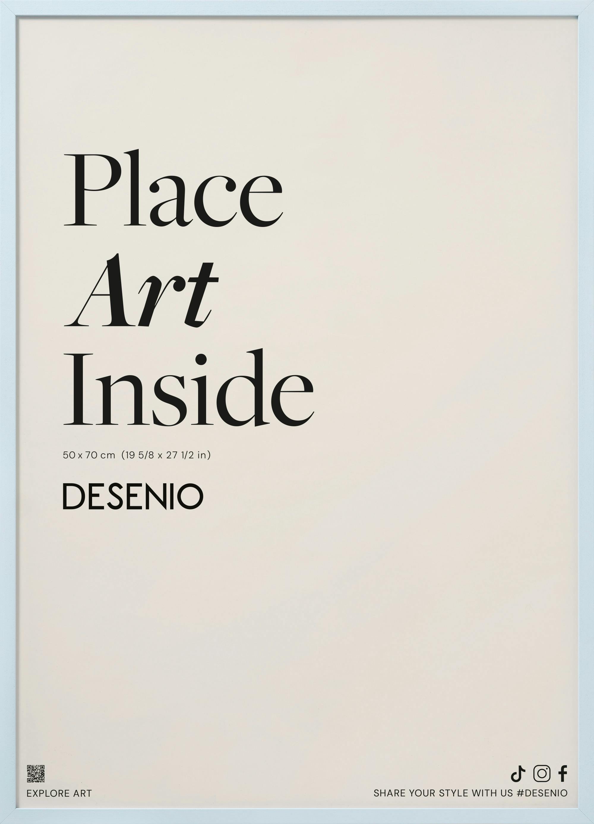Ein Poster mit dem englischen Schriftzug Place Art Inside in Schwarz auf hellbeigem Hintergrund.