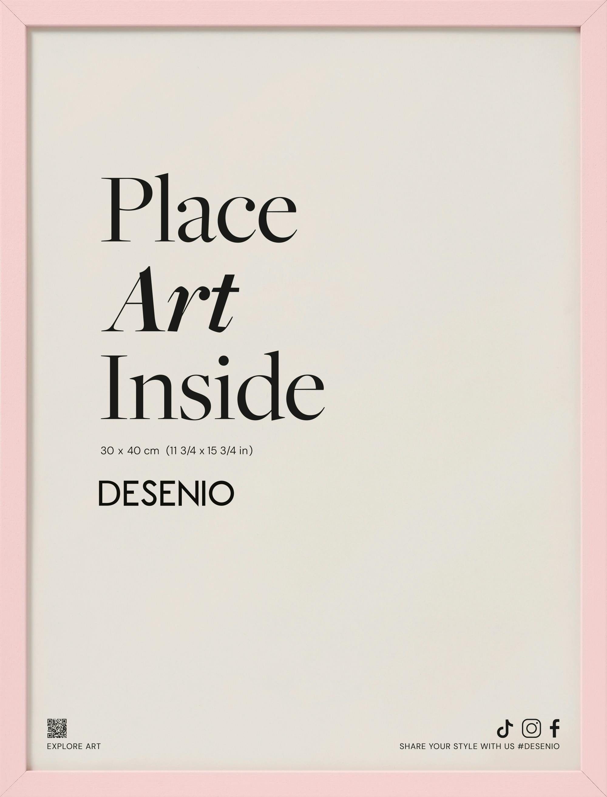 Poster avec le texte Place Art Inside en noir sur fond beige, encadré de rose.