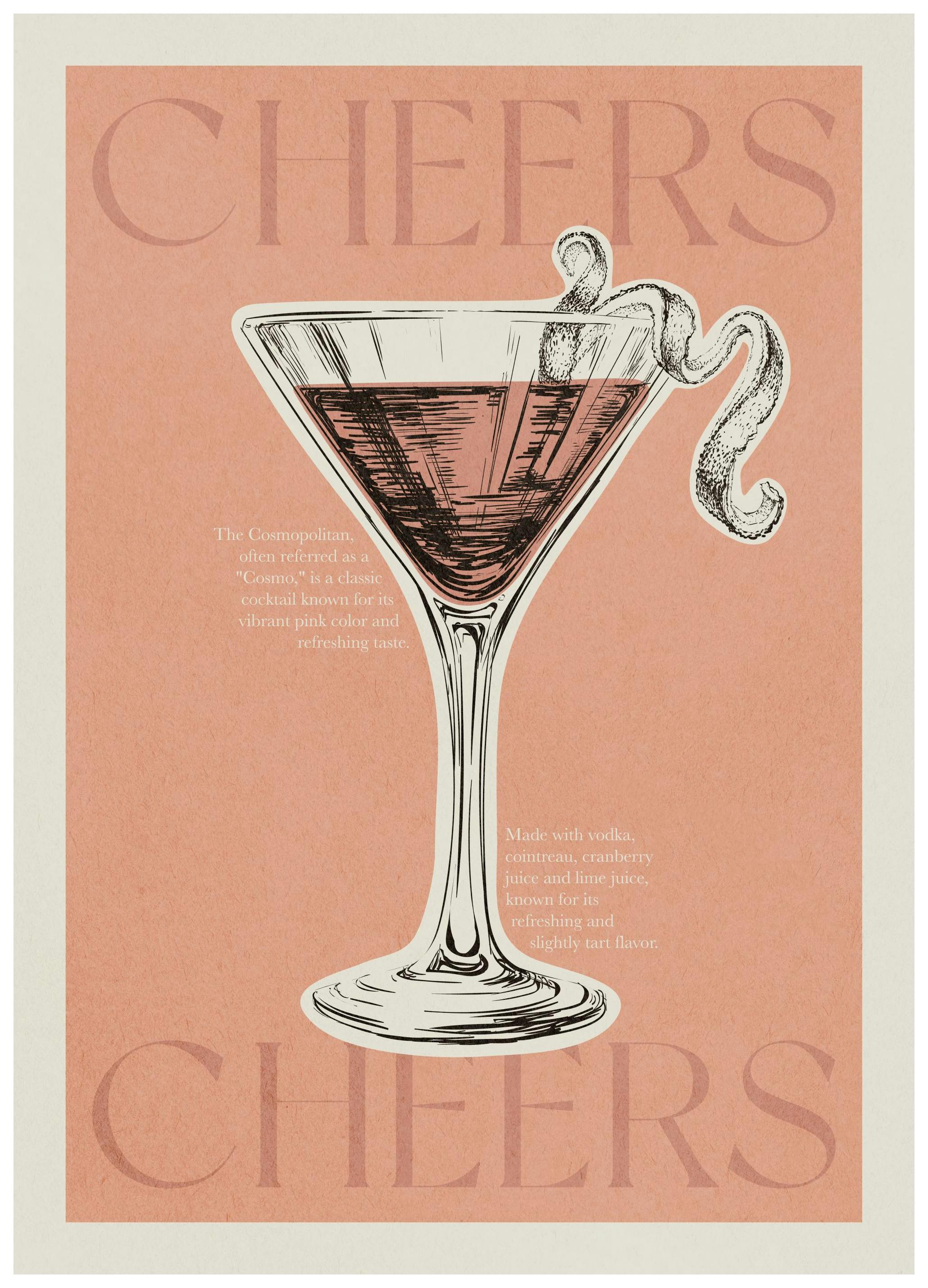 Poster Cheers Cosmopolitan (30x40 cm) - Poster Store