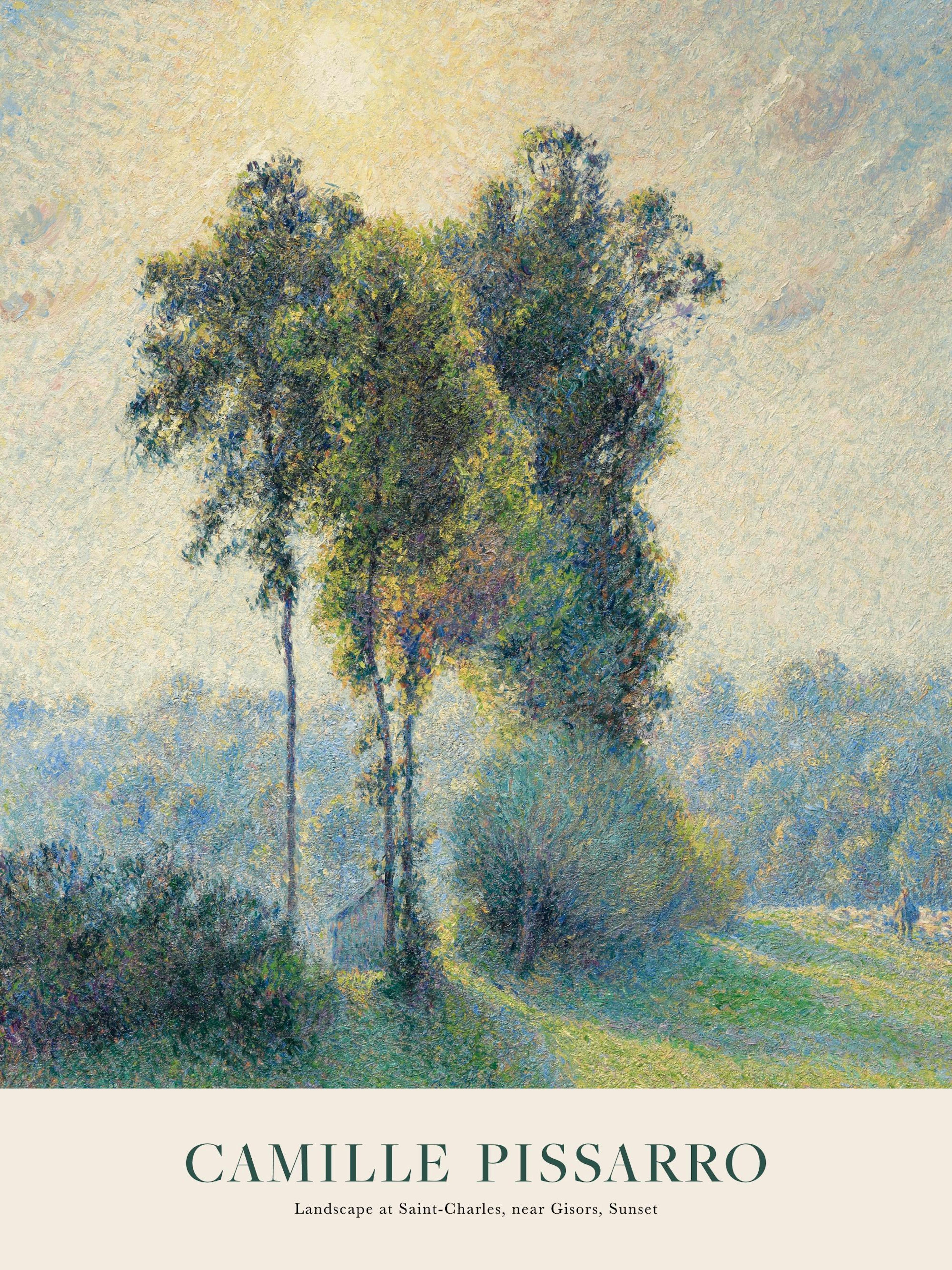 Camille Pissarro - Paysage à Saint-Charles, près de Gisors, Coucher de Soleil Poster thumbnail