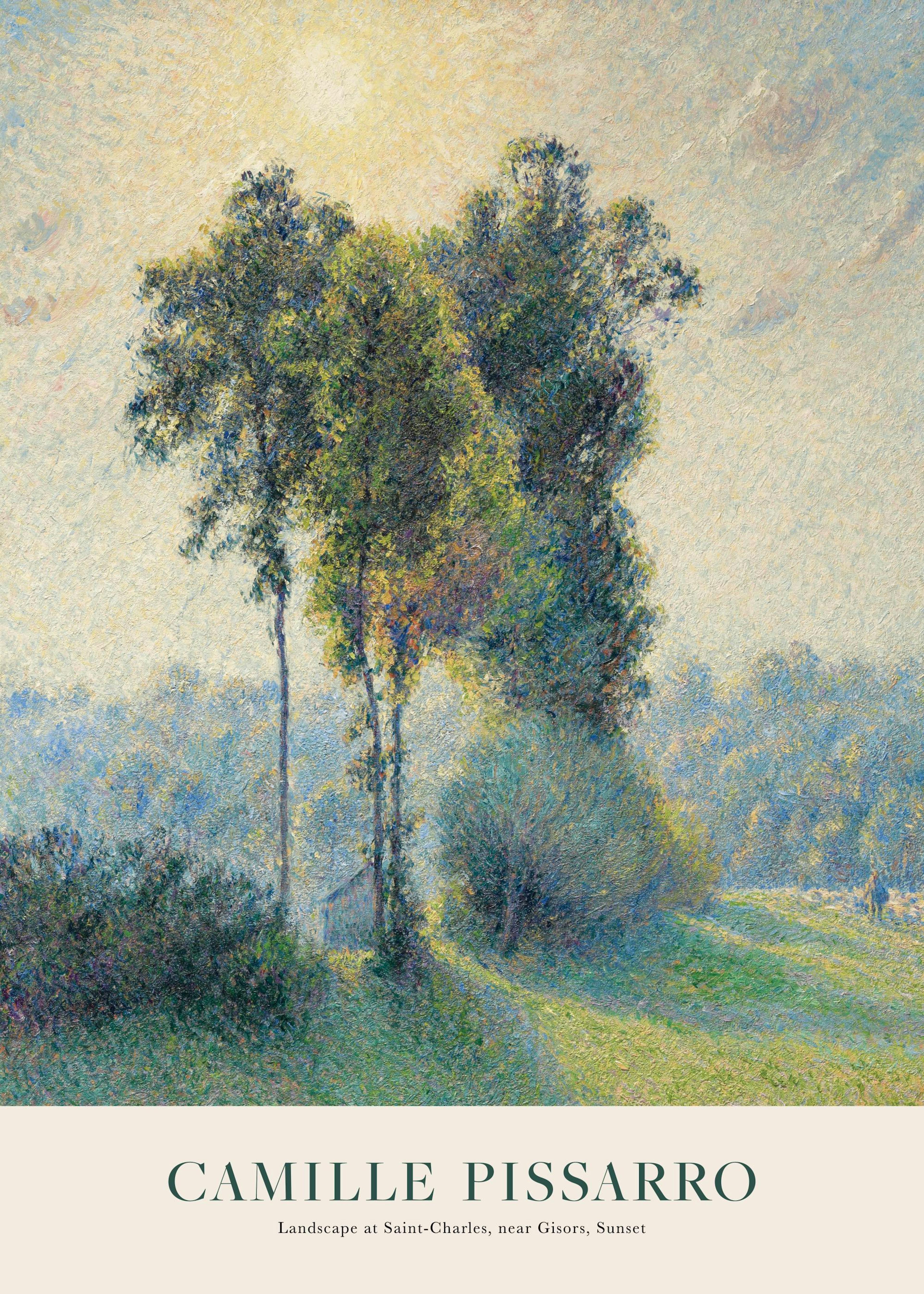 Camille Pissarro - Landscape at Saint-Charles, Near Gisors, Sunset Poster 0