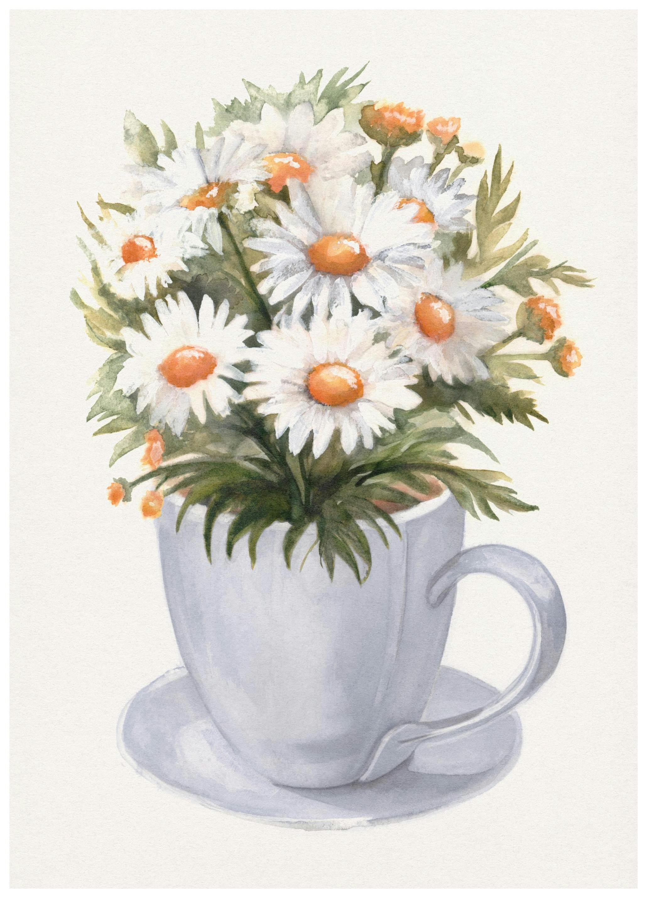 Beker met Madeliefjes Poster (30x40 cm) - Poster Store