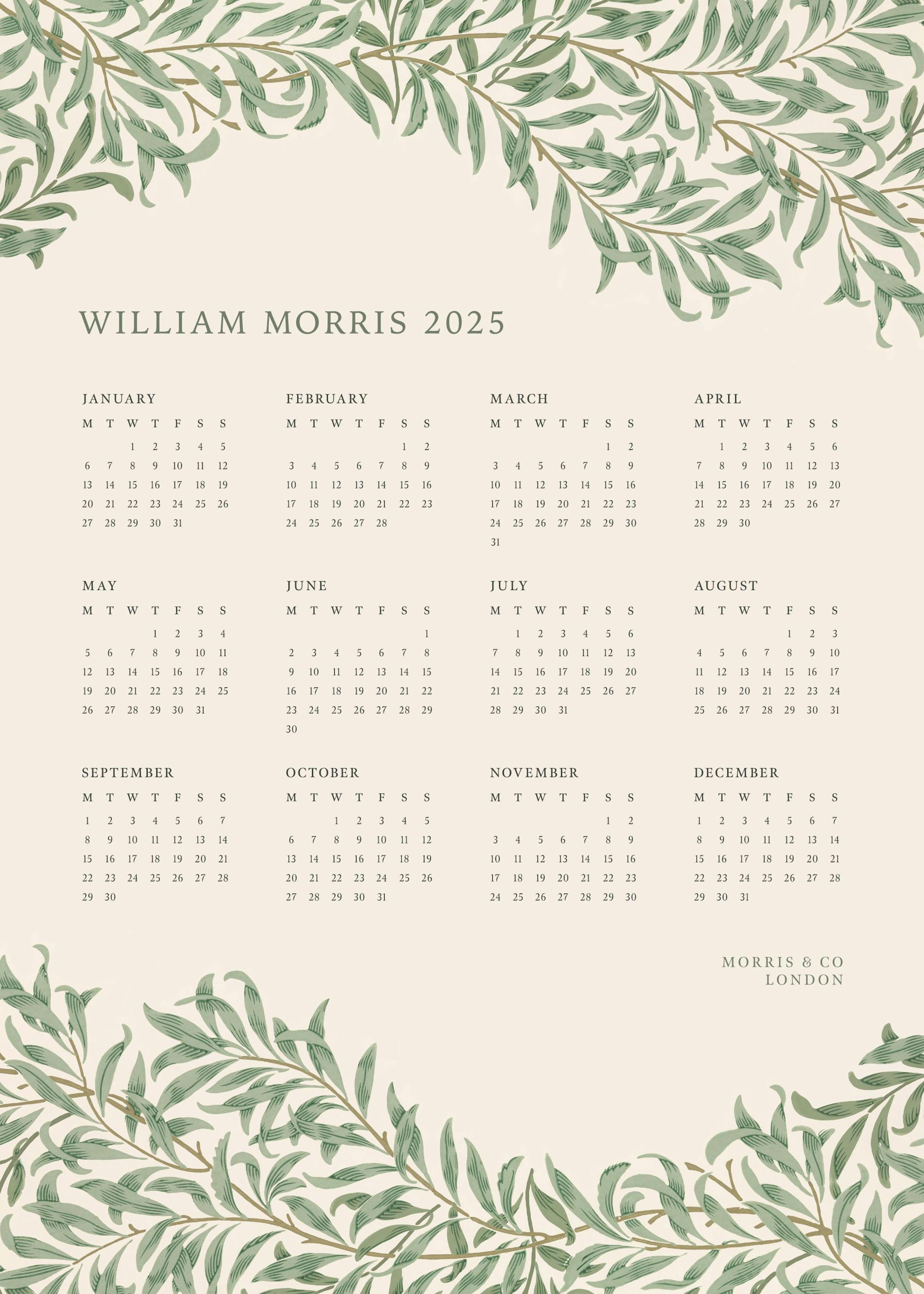 Verde William Morris 2025 Calendario Poster 0