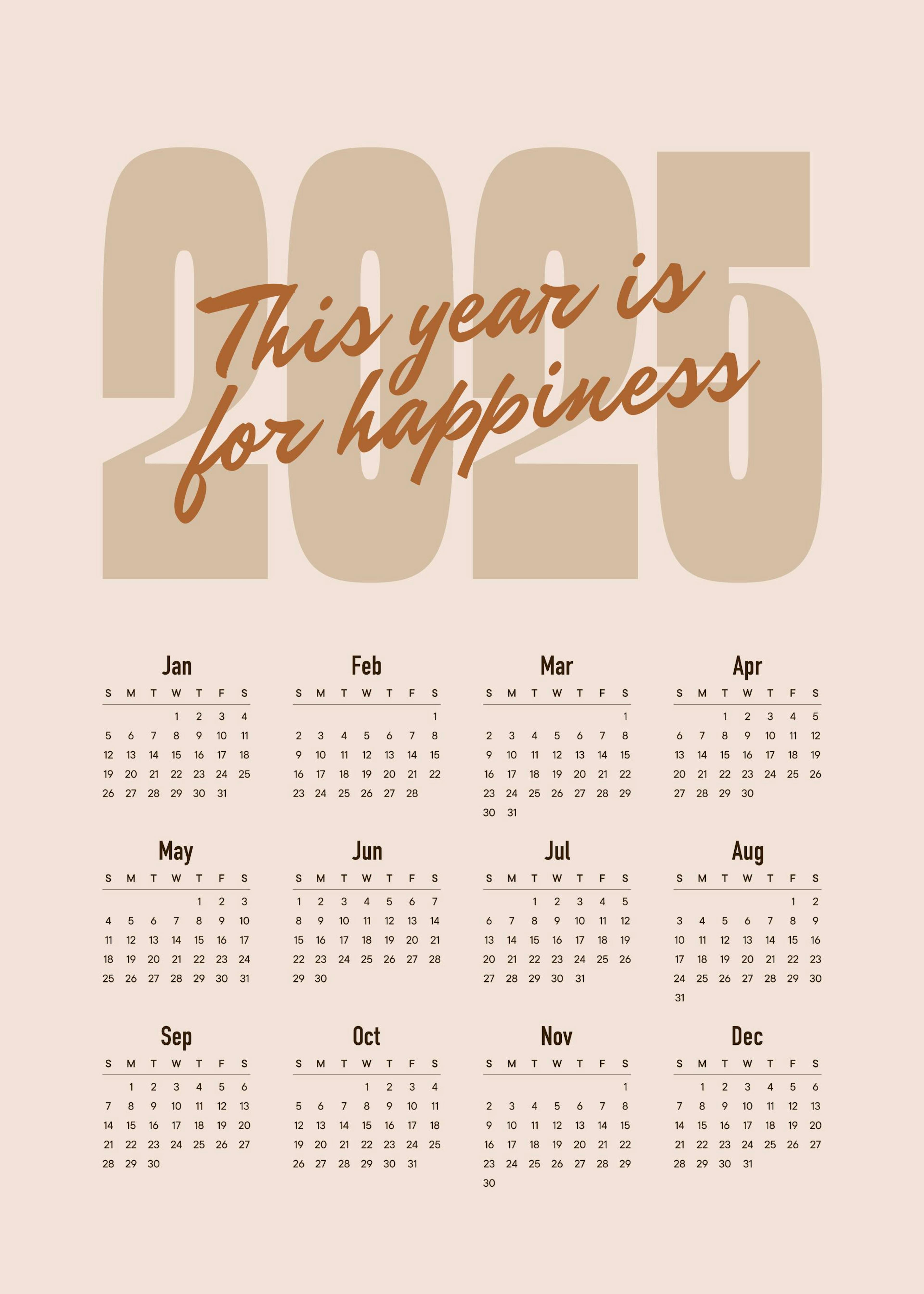 Bold Calendar 2025 US Poster 0
