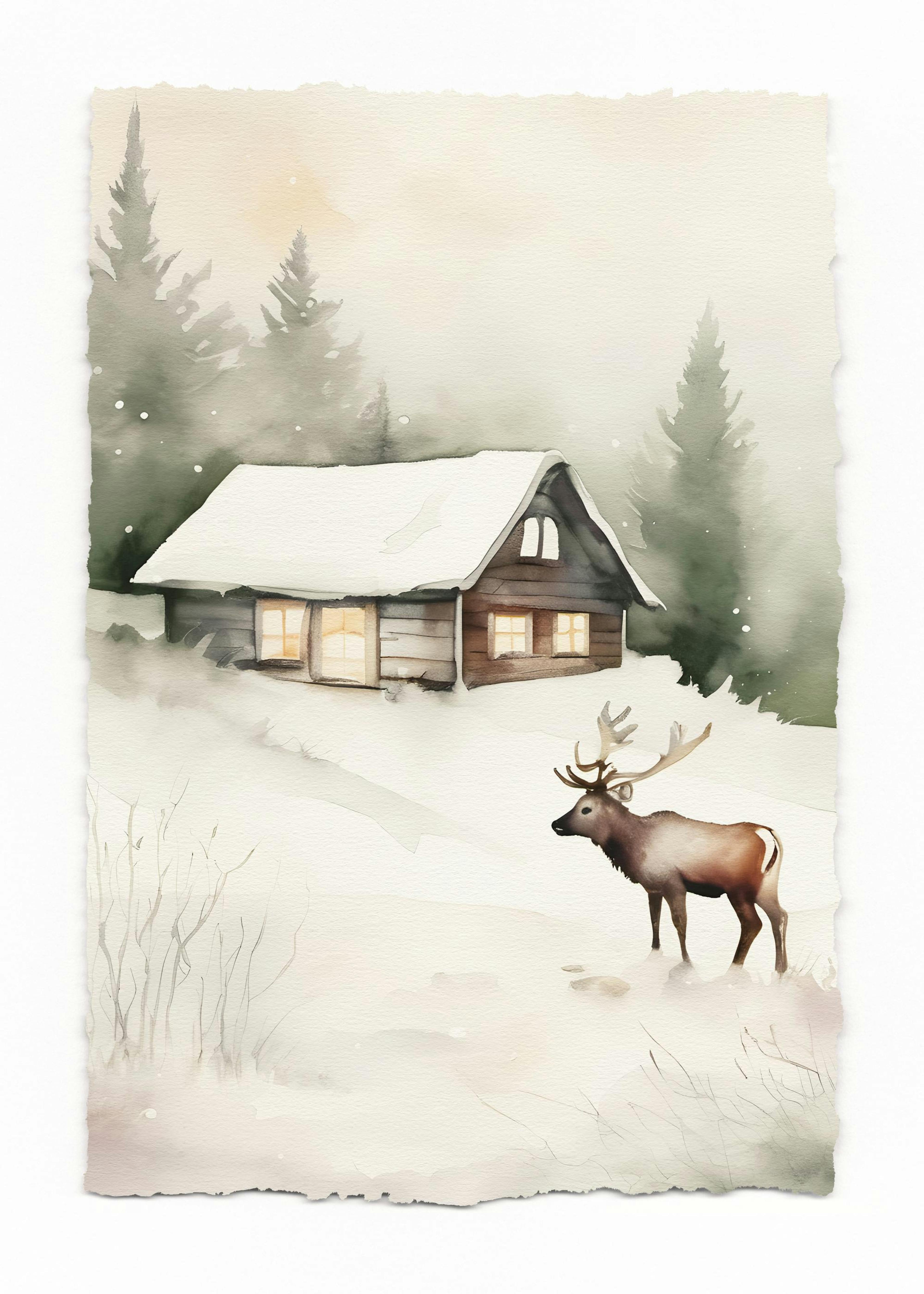 Póster de Cabaña Invernal Acogedora 0
