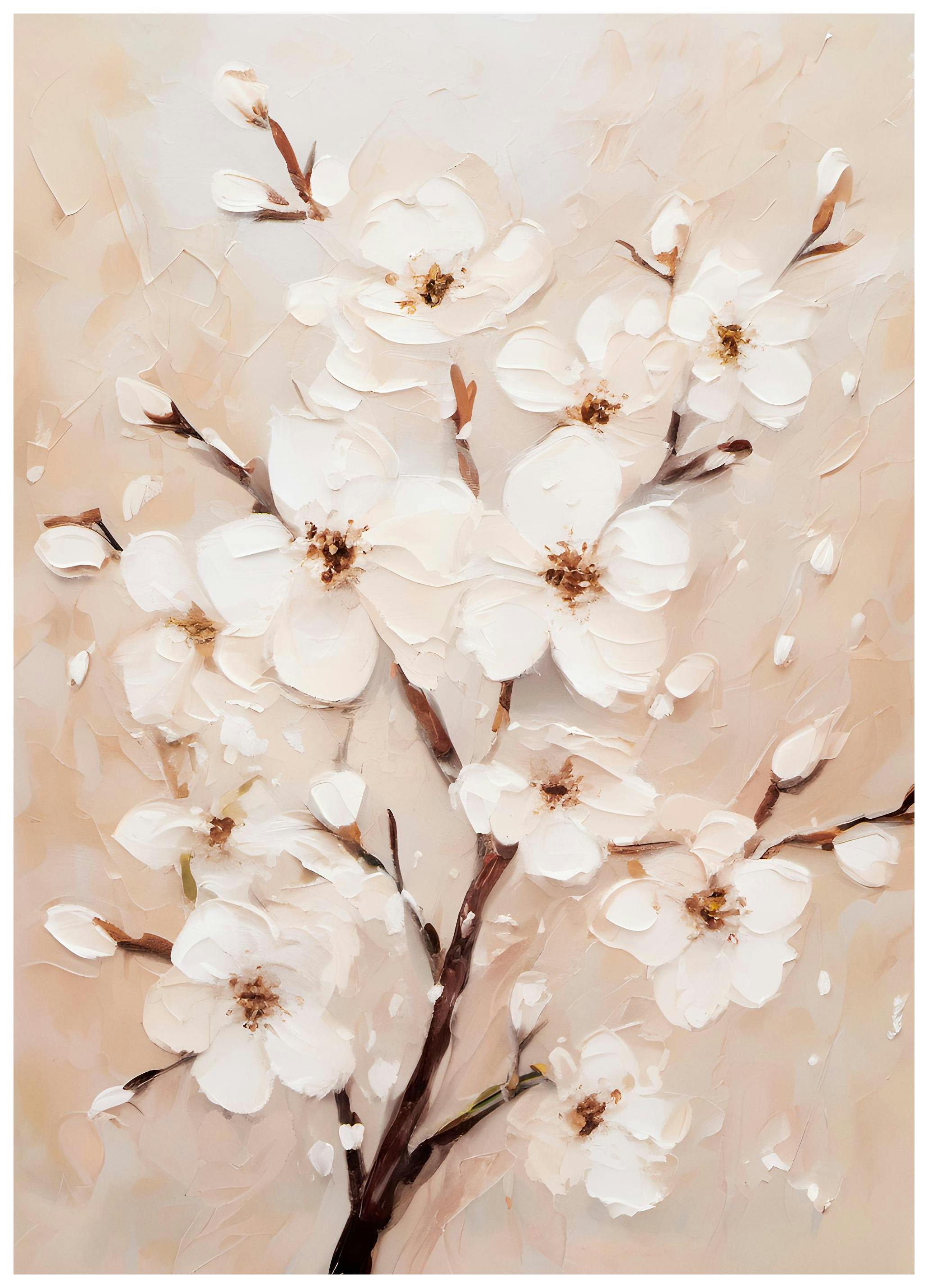 Witte Amandelbloesem Poster (21x30 cm) - Poster Store