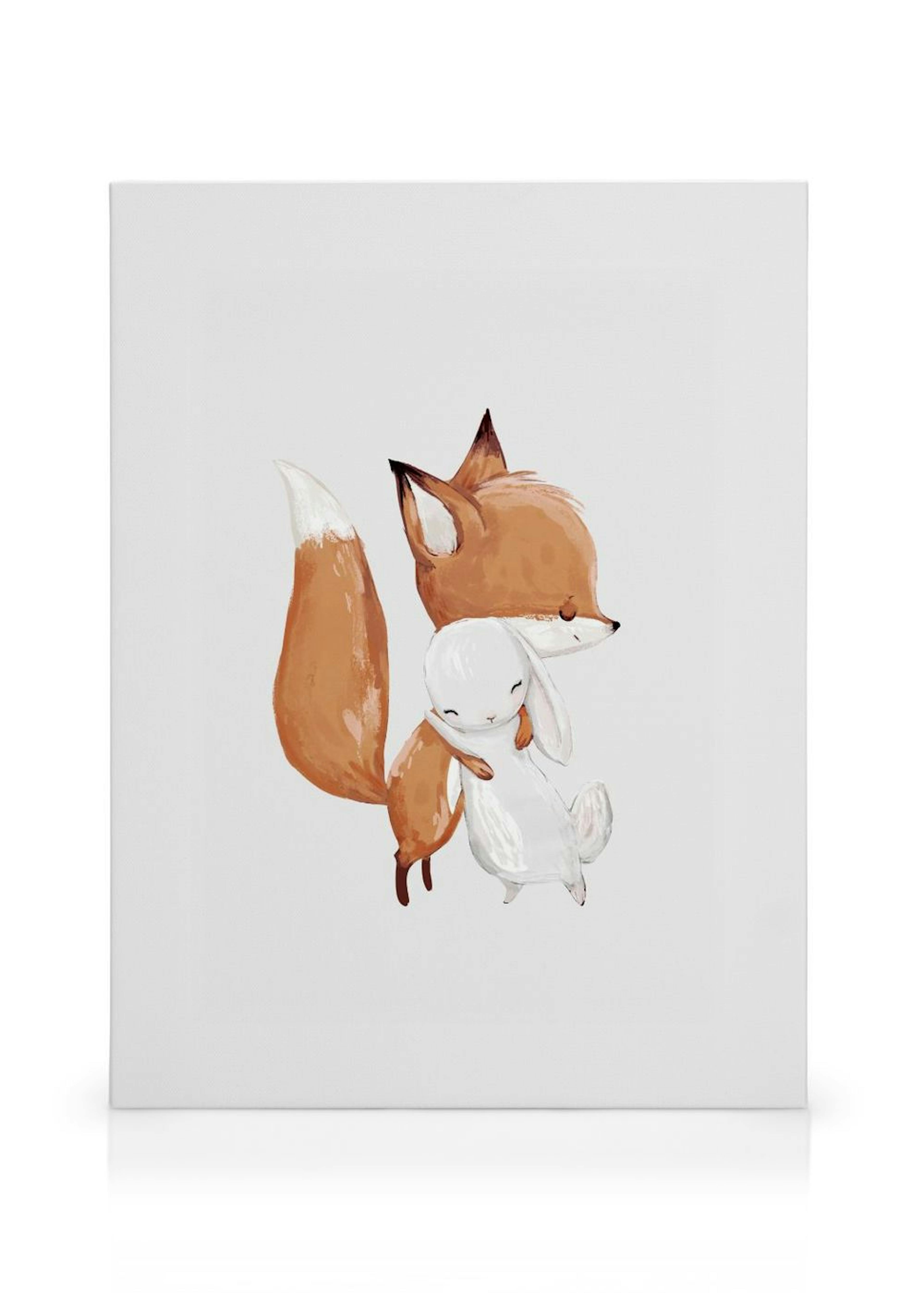Fox and Rabbit Stampa su Tela thumbnail