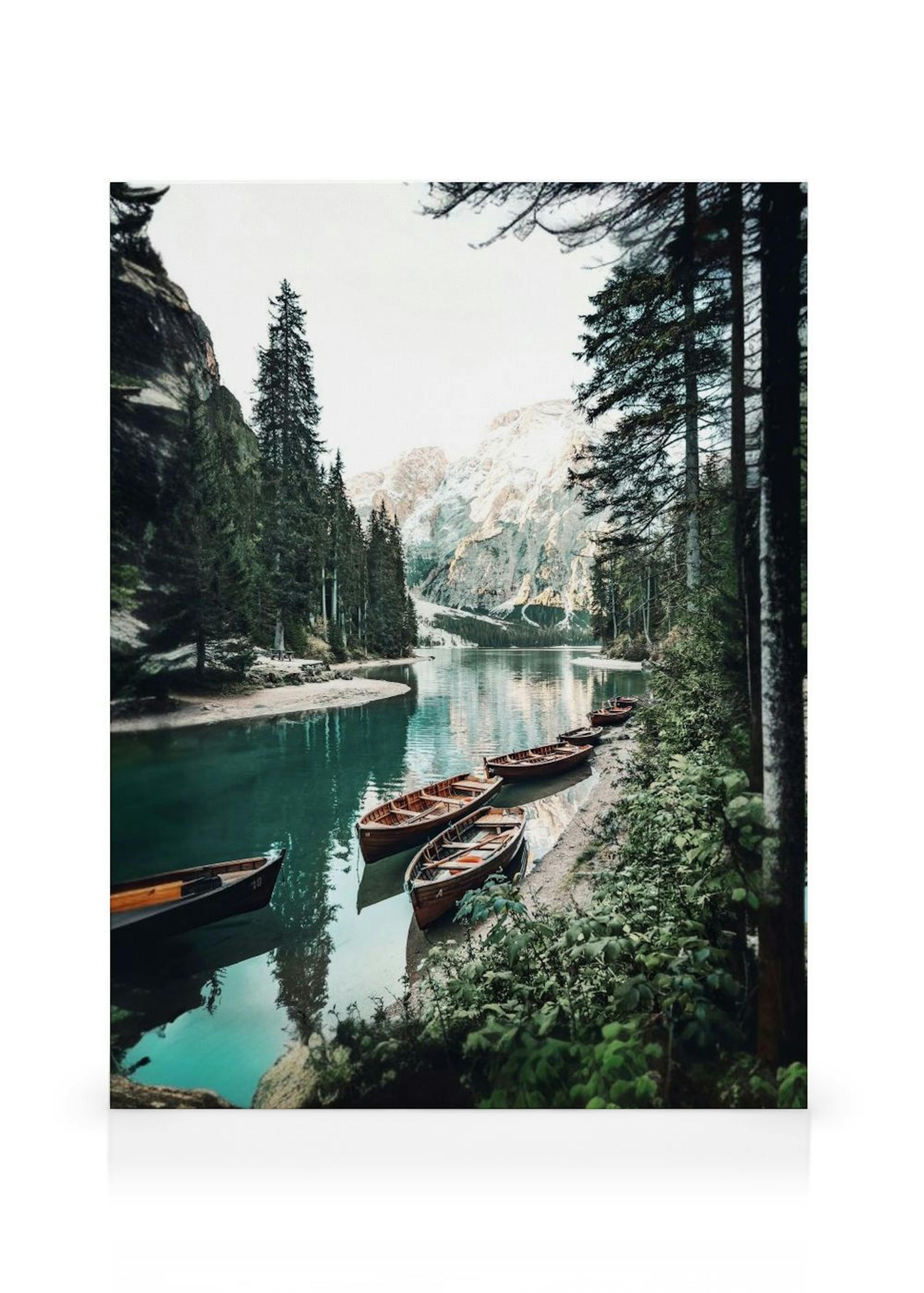 Boats with Mountain View Canvas print thumbnail